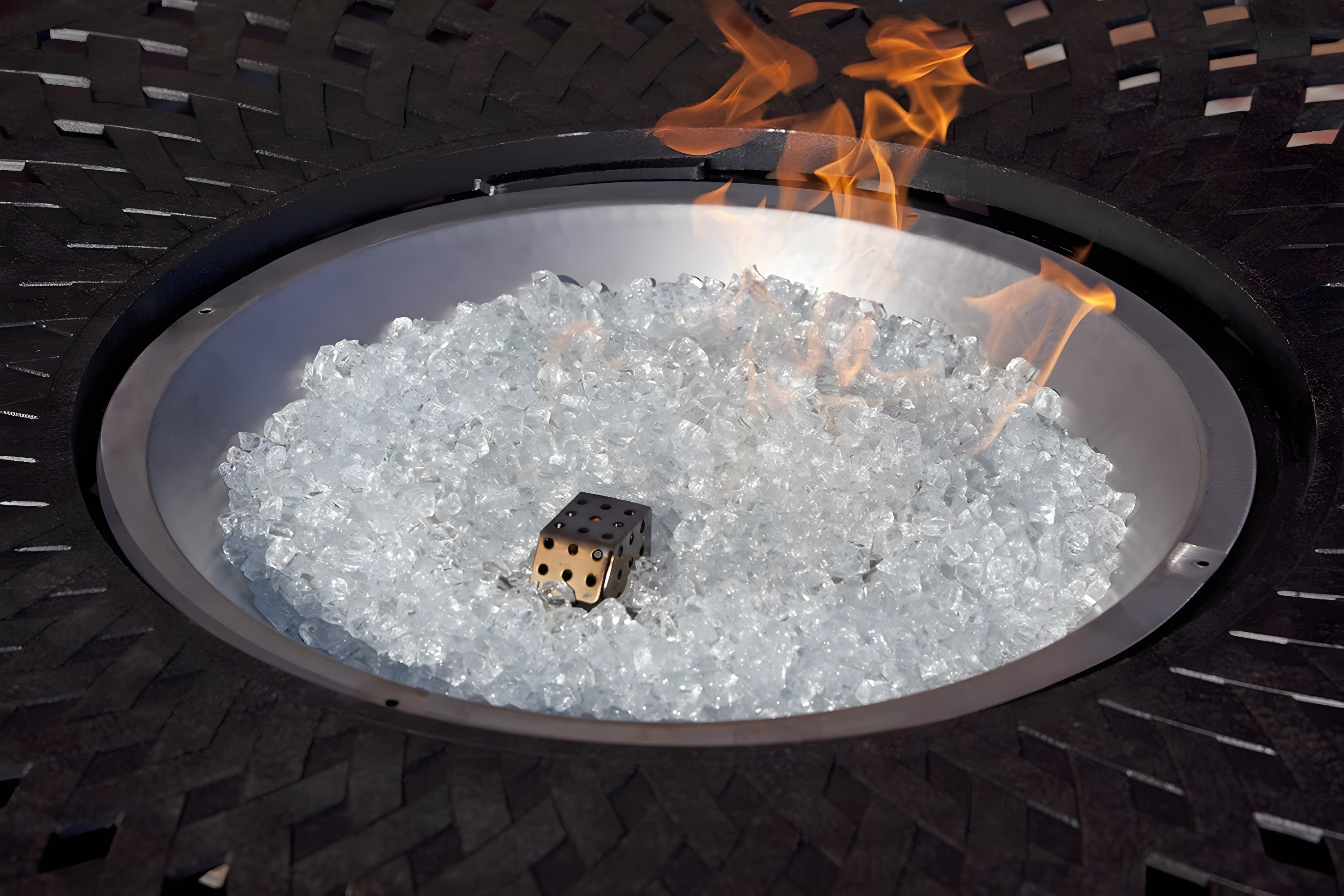 Fire Sense Fire Sense Premium Sparkling Reflective Tempered Fire Glass for Fire Pits Easy to Install-10 Lbs Crystal Clear