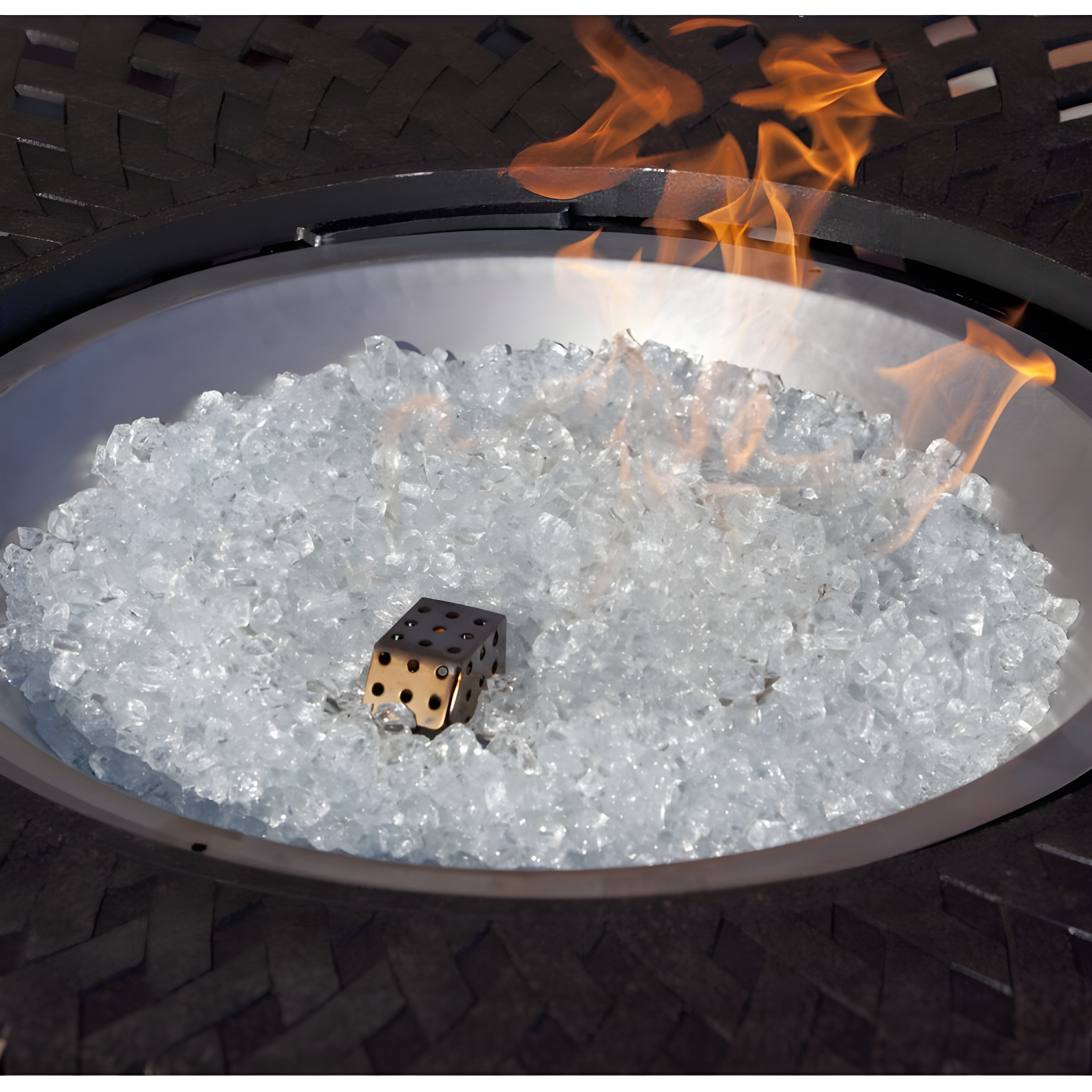 Fire Sense Fire Sense Premium Sparkling Reflective Tempered Fire Glass for Fire Pits Easy to Install-10 Lbs Crystal Clear