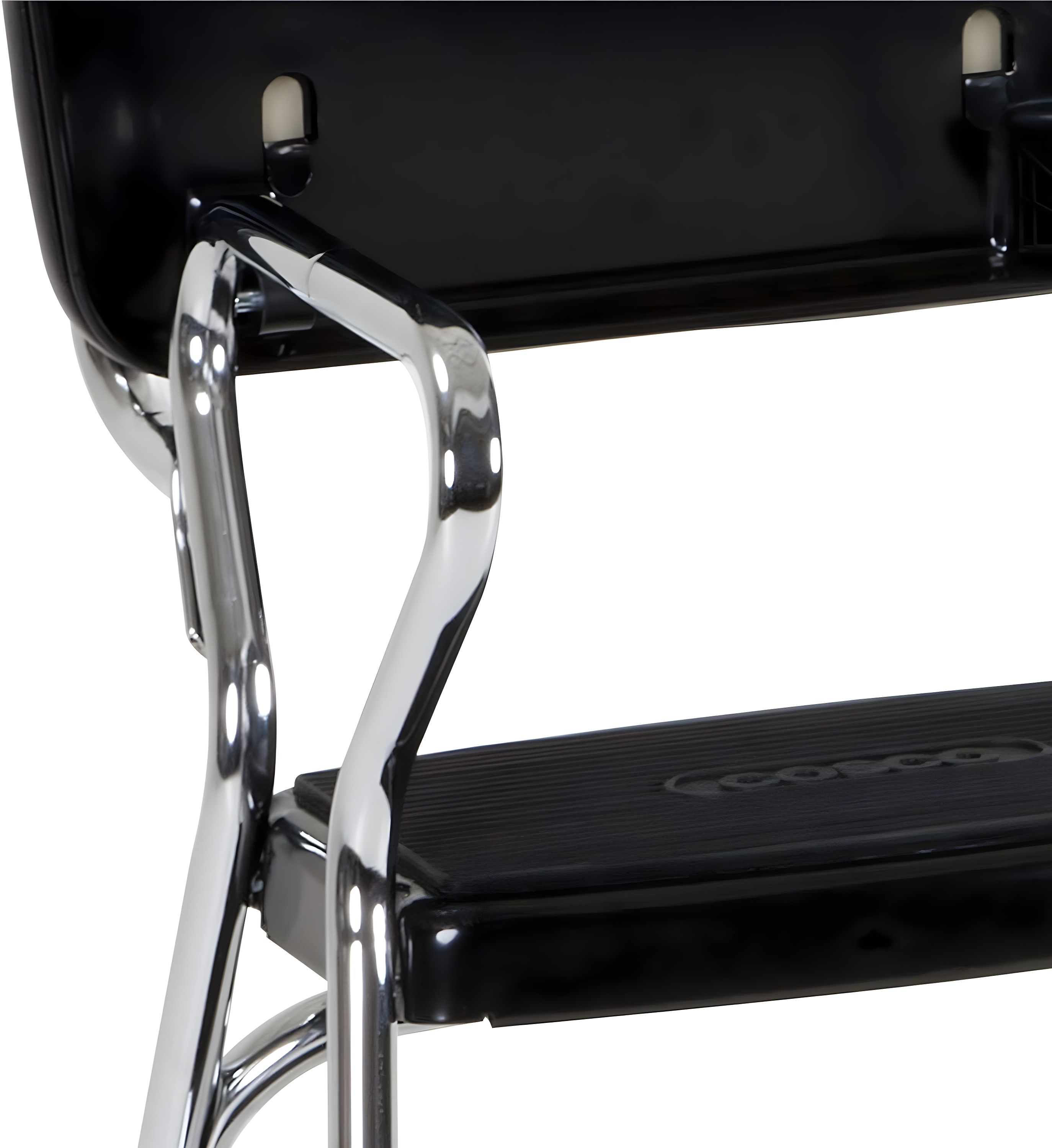 Stylaire Steel Retro Chair + Step Stool with Flip-Up Vinyl Seat