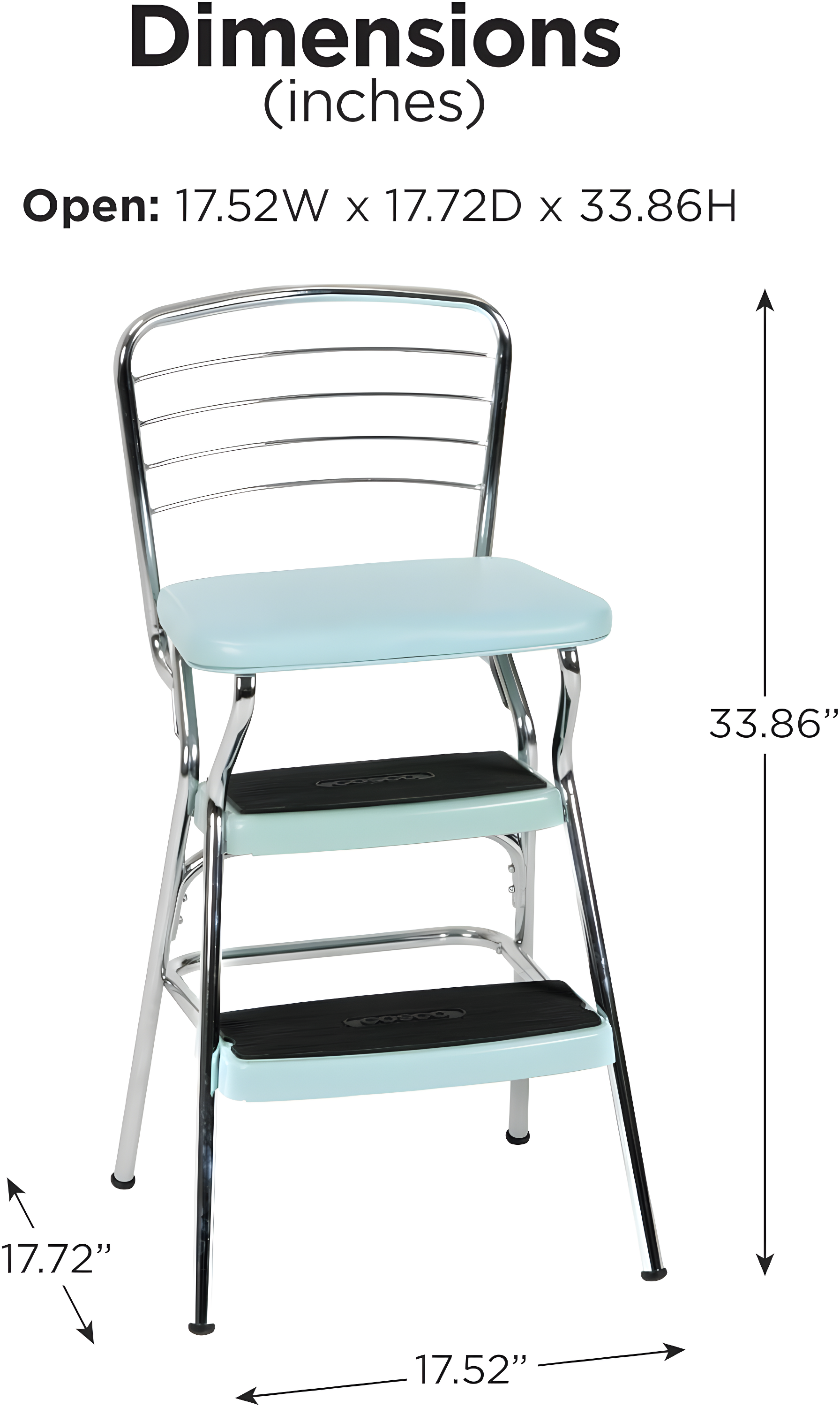 Stylaire Steel Retro Chair + Step Stool with Flip-Up Vinyl Seat