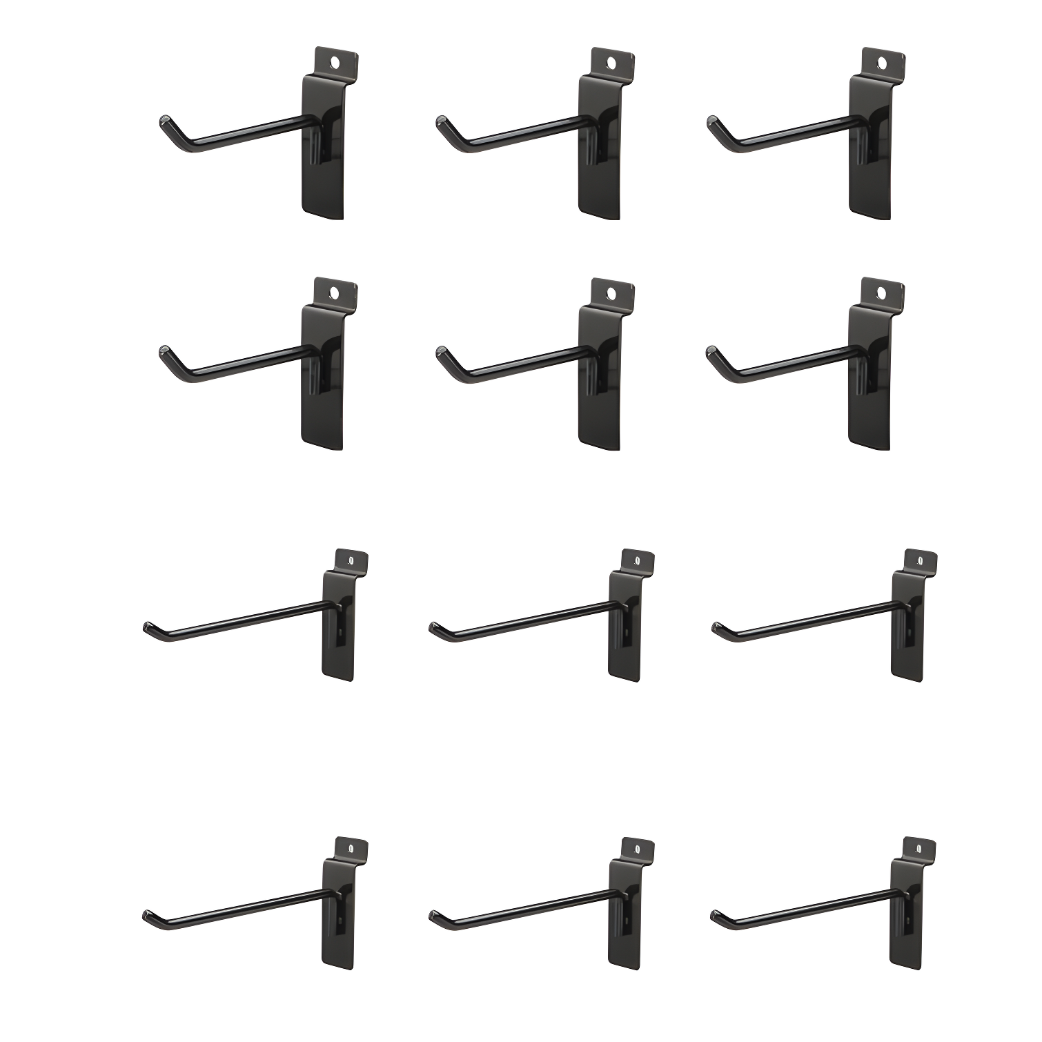 4 in. x 6 in. Black Metal Slat Wall Hooks