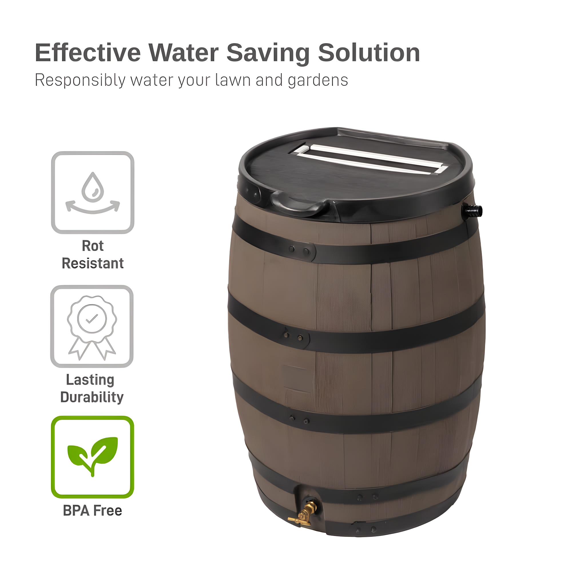 RTS Companies 55 Gallon Premium Eco Flat Back Rain Barrel with Removable Lid
