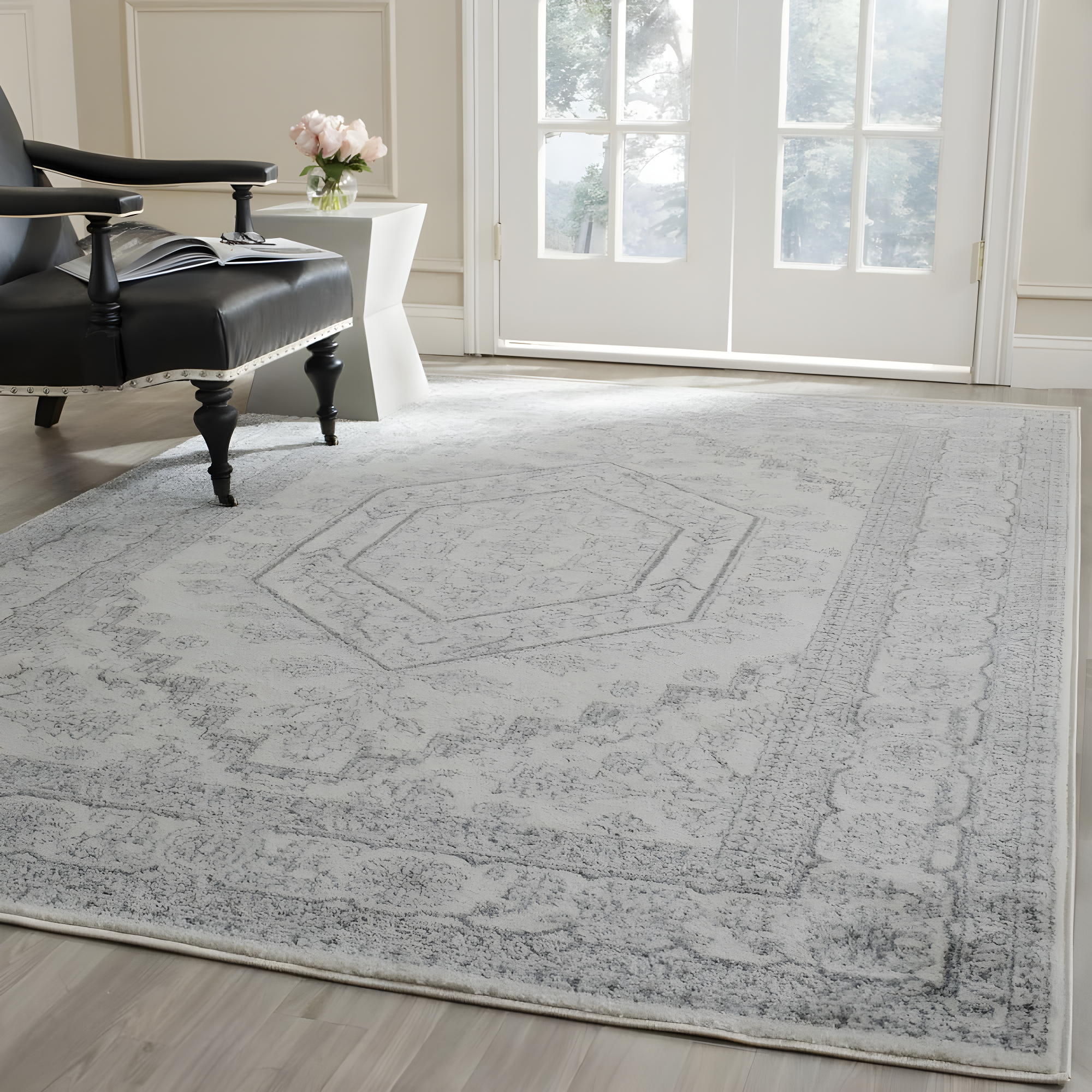 Adirondack ADR108 Power Loomed Area Rug - Ivory/Silver - 6'x9' - Safavieh.