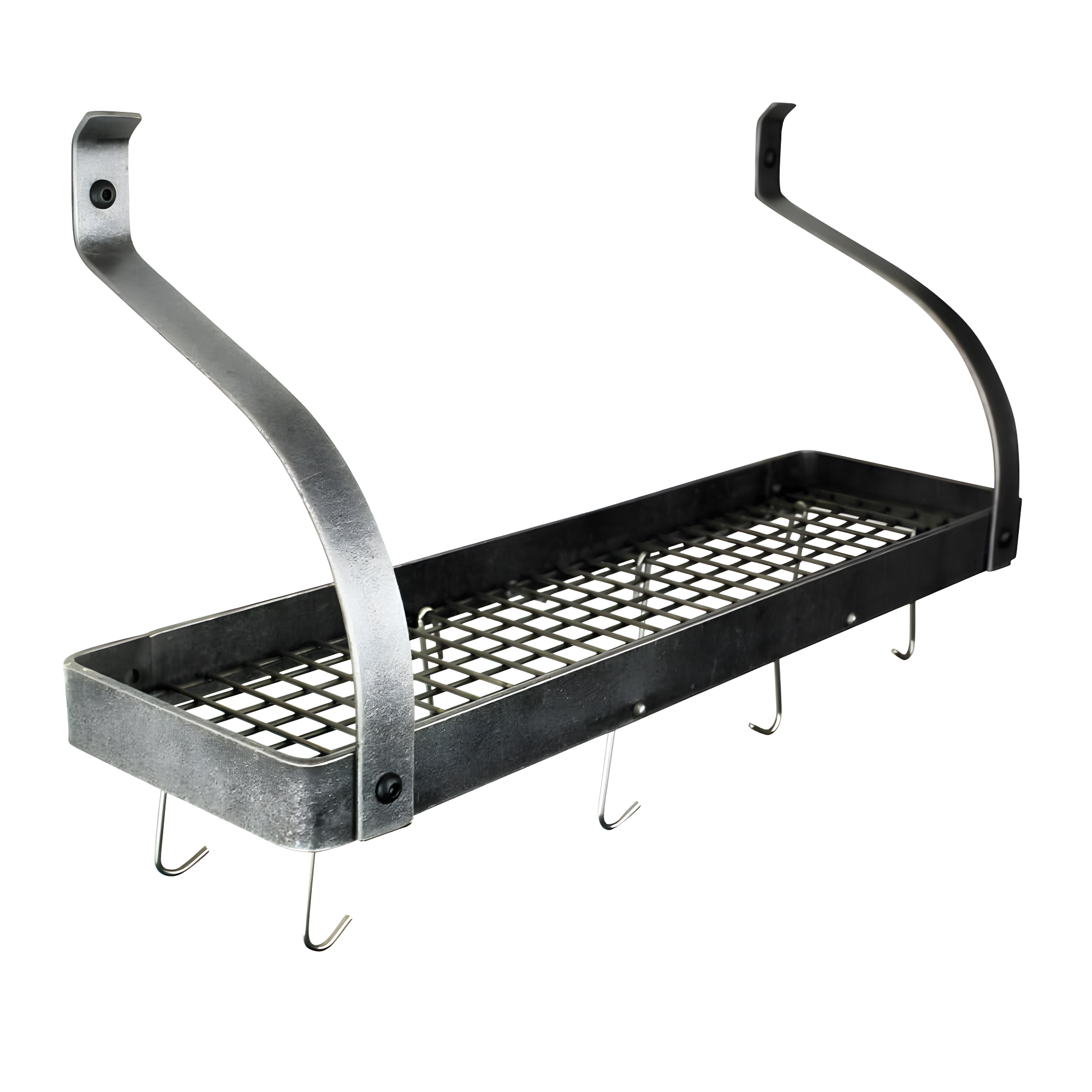 Handcrafted Gourmet Bookshelf Wall Rack with Curved Arms & 12 Hooks