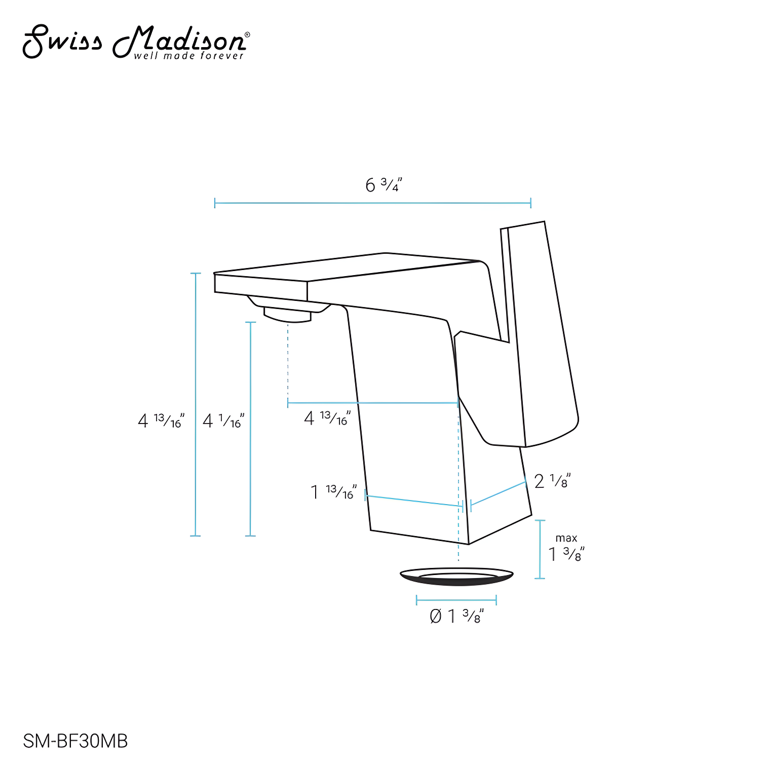 Carre Single Hole, Single-Handle, Bathroom Faucet