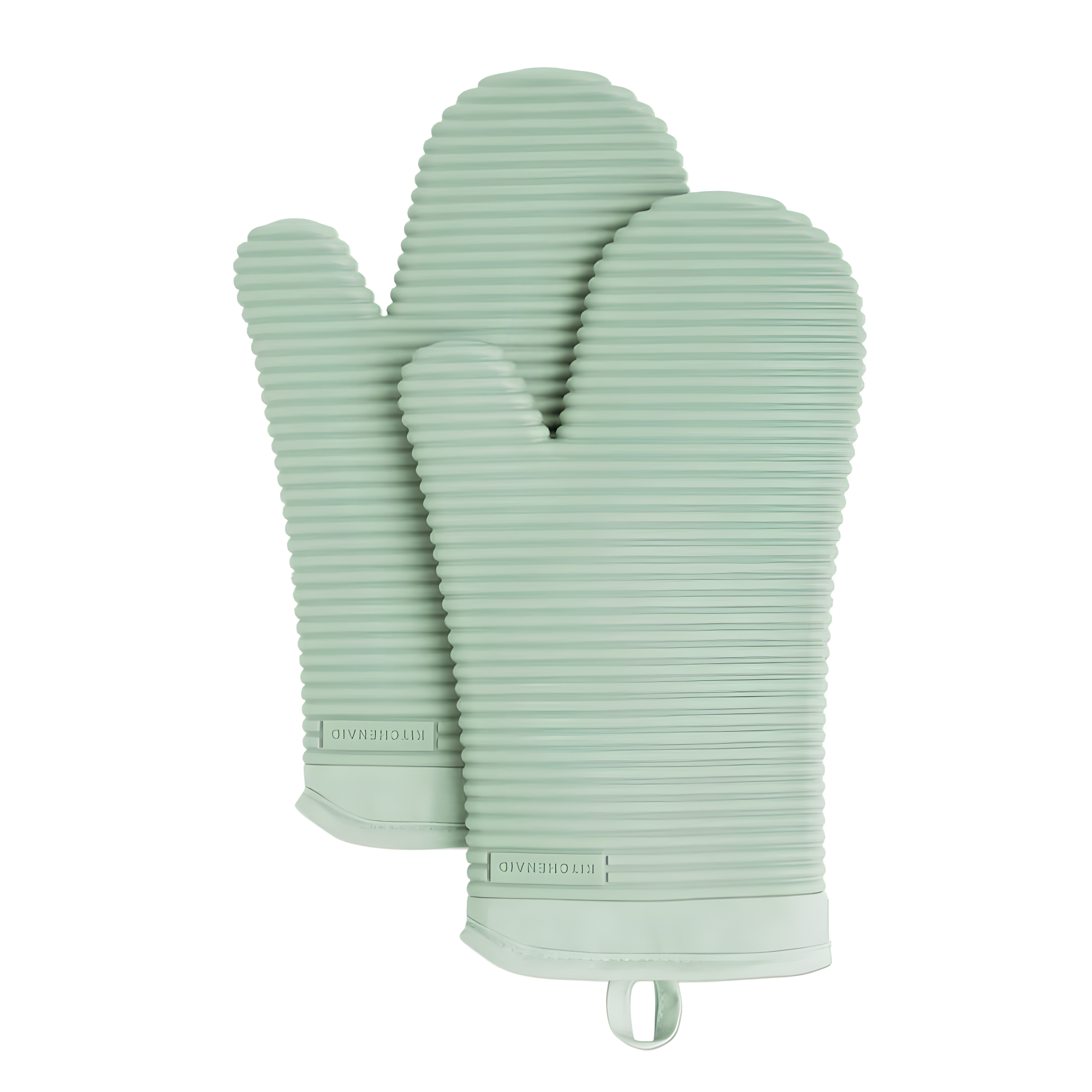 KitchenAid Pistachio Ribbed Soft Silicone Oven Mitts, Set of 2
