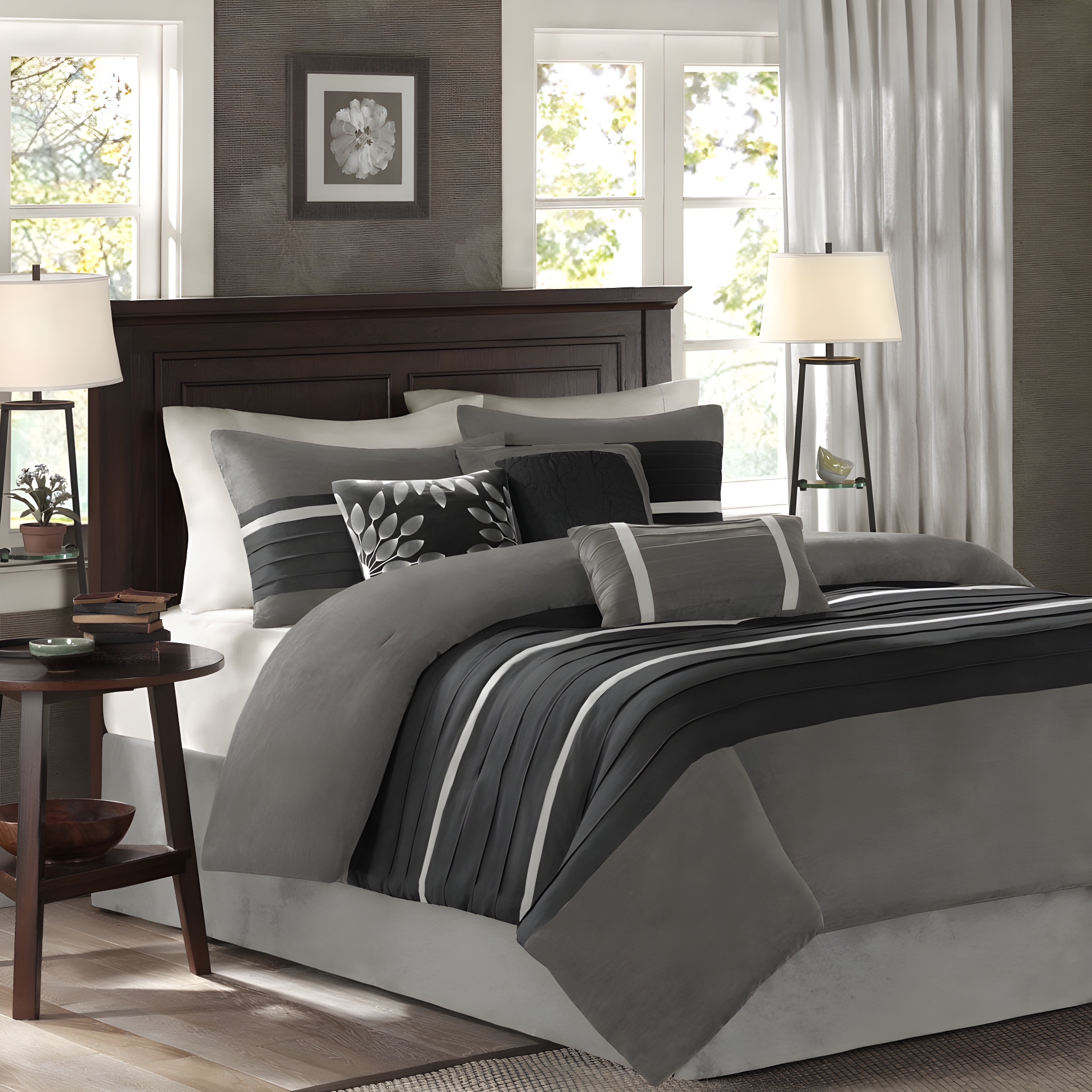 Madison Park Palmer 7 PC Pieced Faux Suede Comforter Set