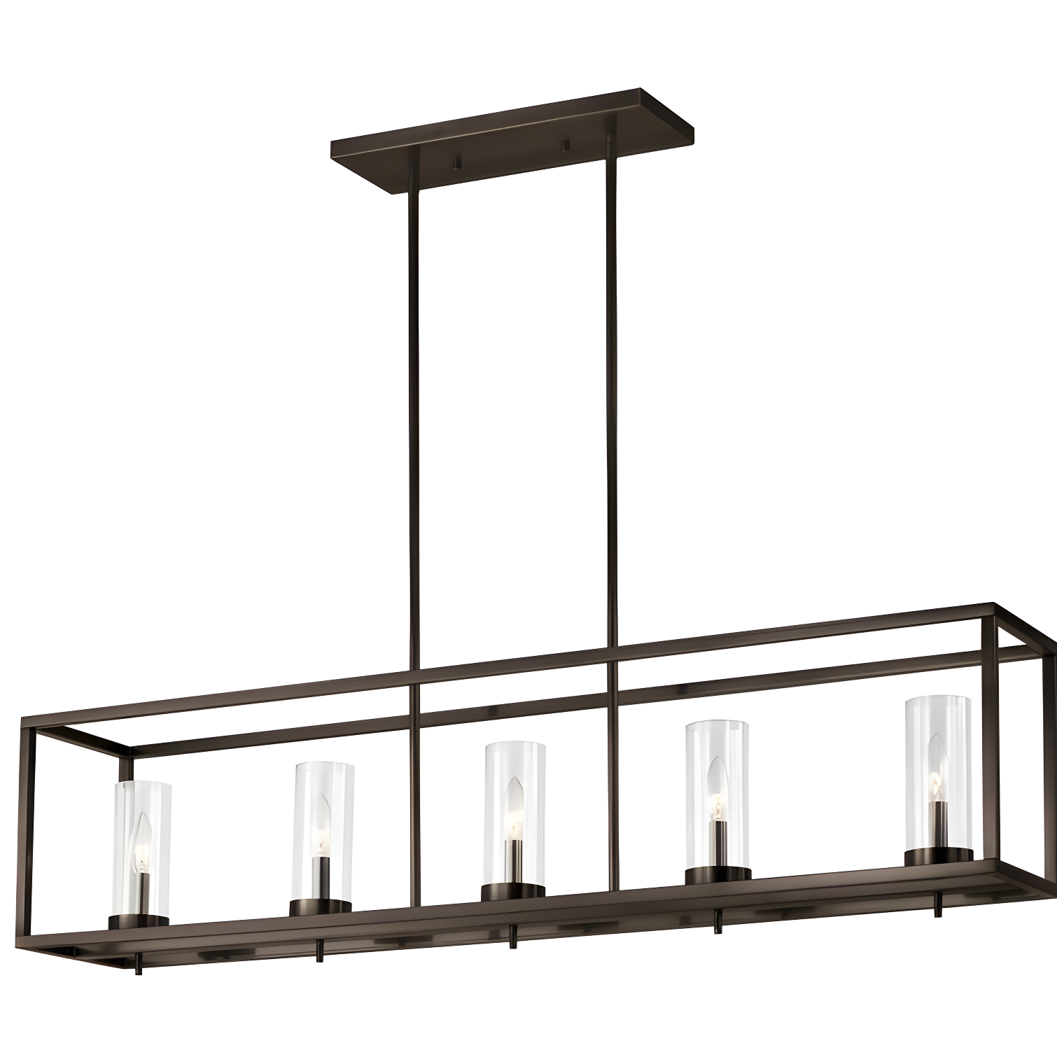 Zire 5-Light Linear Island Pendant in Brushed Oil Rubbed Bronze with Clear Glass
