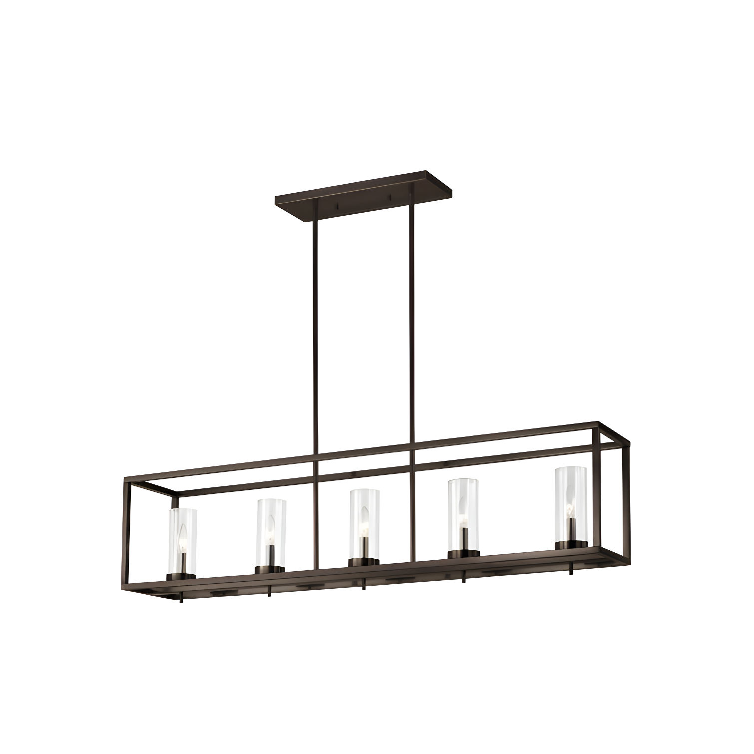 Zire 5-Light Linear Island Pendant in Brushed Oil Rubbed Bronze with Clear Glass