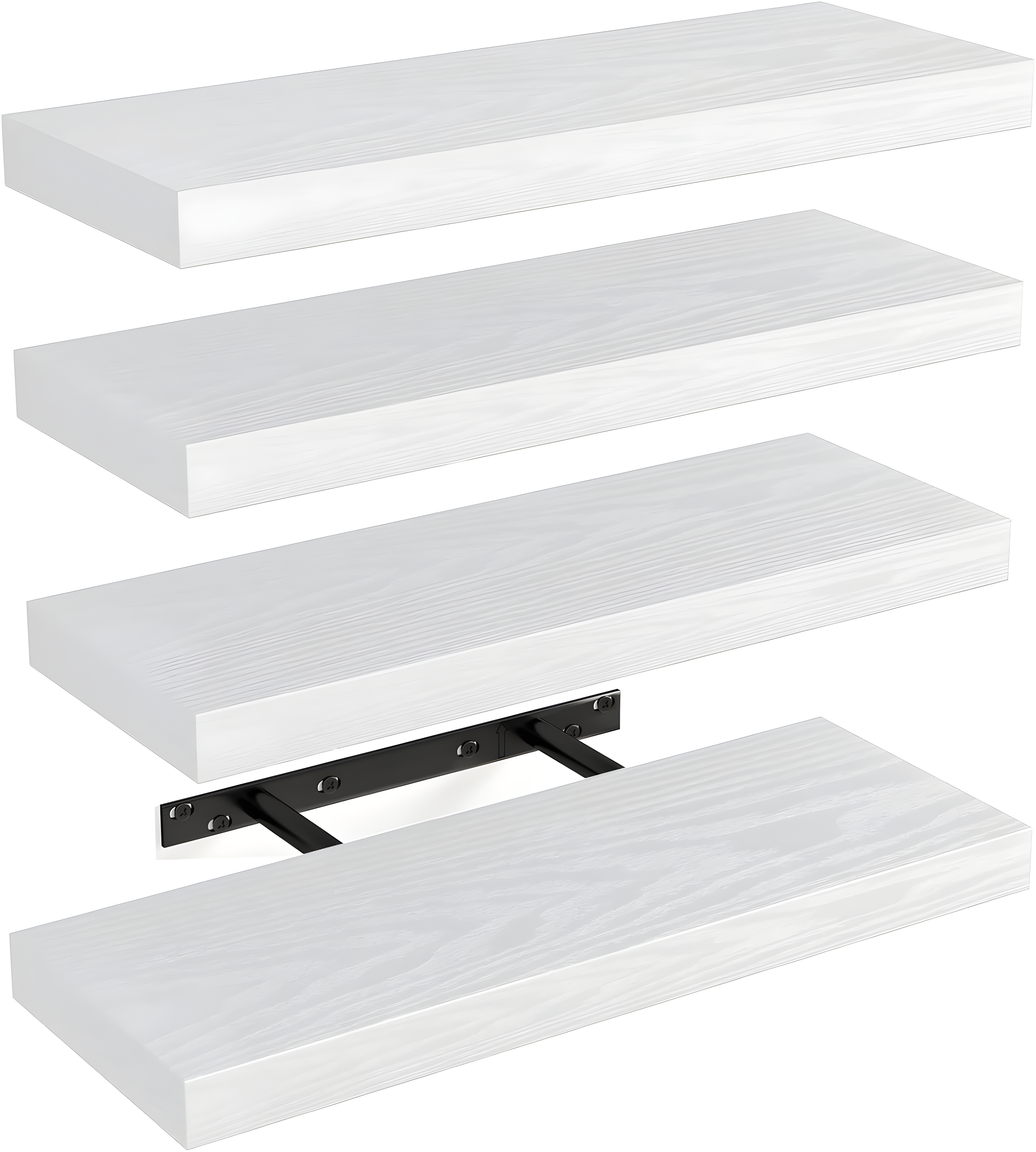 Fairy 15.8in Floating Shelves, Wall Shelves Set of 4, Shelves for Wall Decor, with Invisible Brackets, 15.8x1.2x5.5inches, White