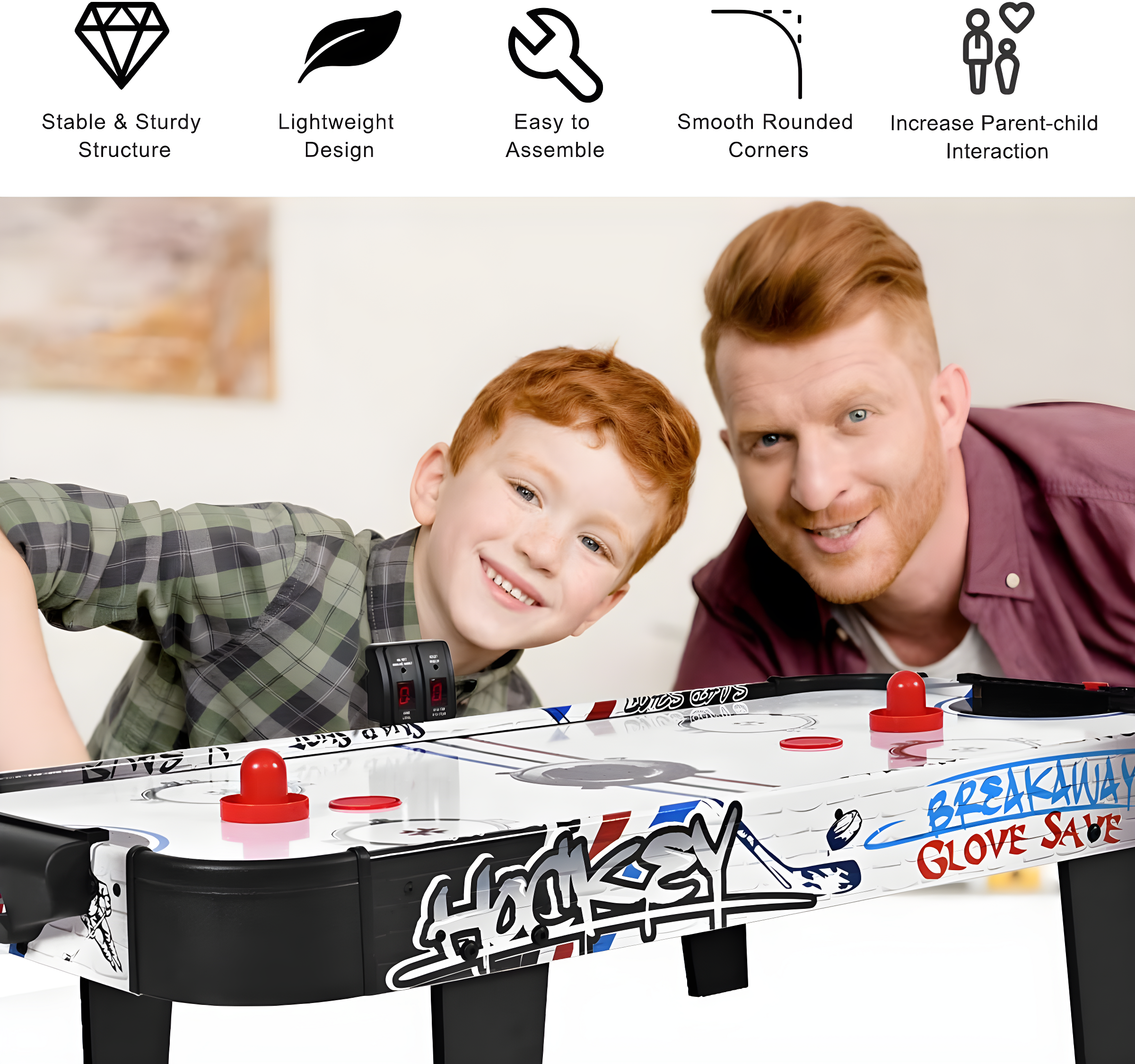 Costway 42''Air Powered Hockey Table Game Room Indoor Sport Electronic Scoring 2 Pushers