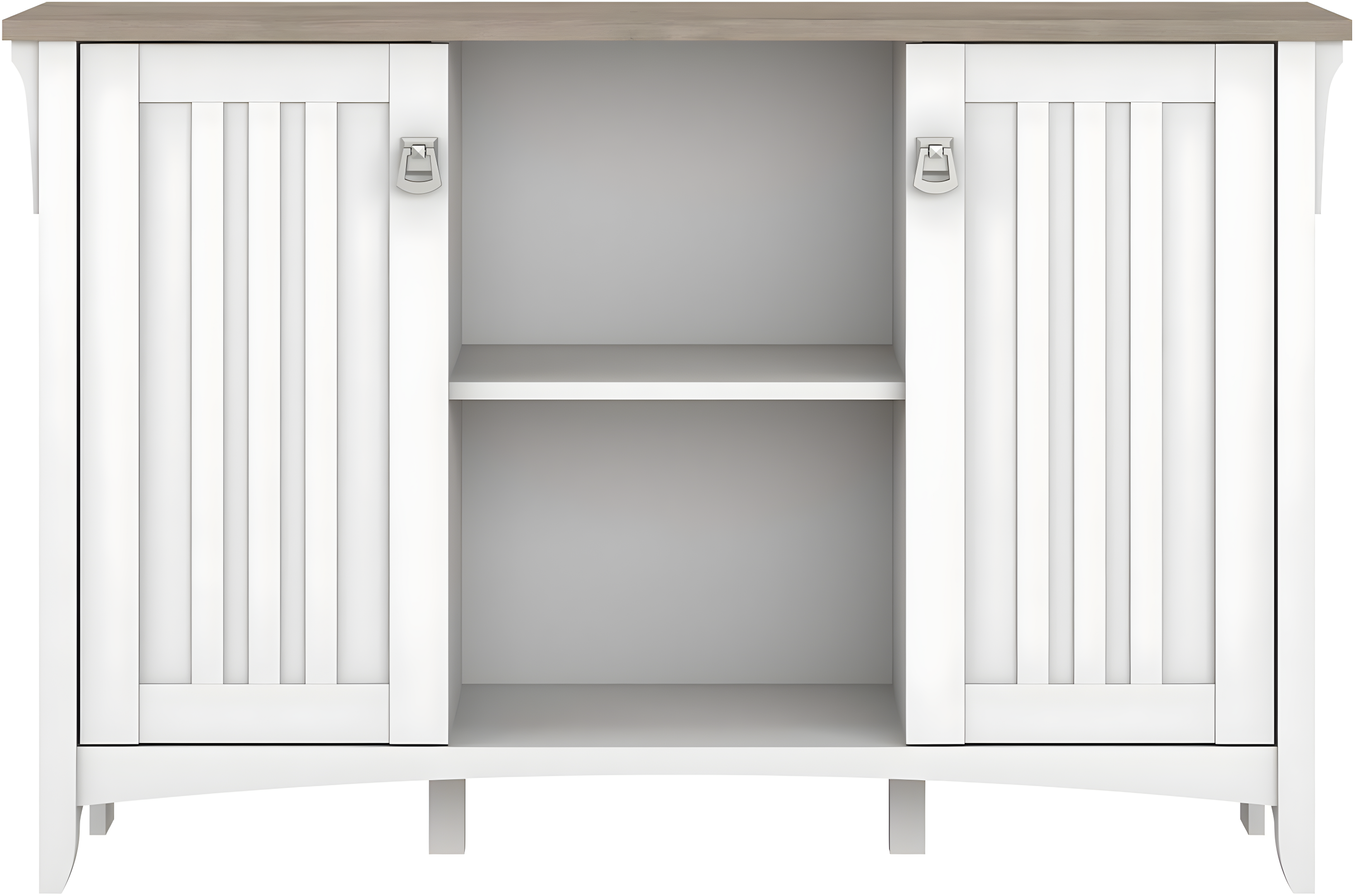 Bush Furniture Salinas Accent Storage Cabinet with Doors, Pure White & Shiplap Gray