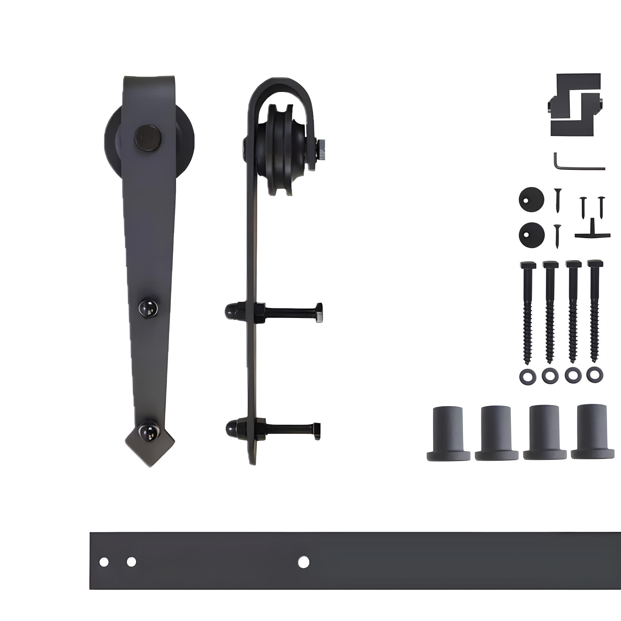 Homacer Black Rustic Arrow Design Non-Bypass Single Track One Door Hardware Kit( Door Not Included)