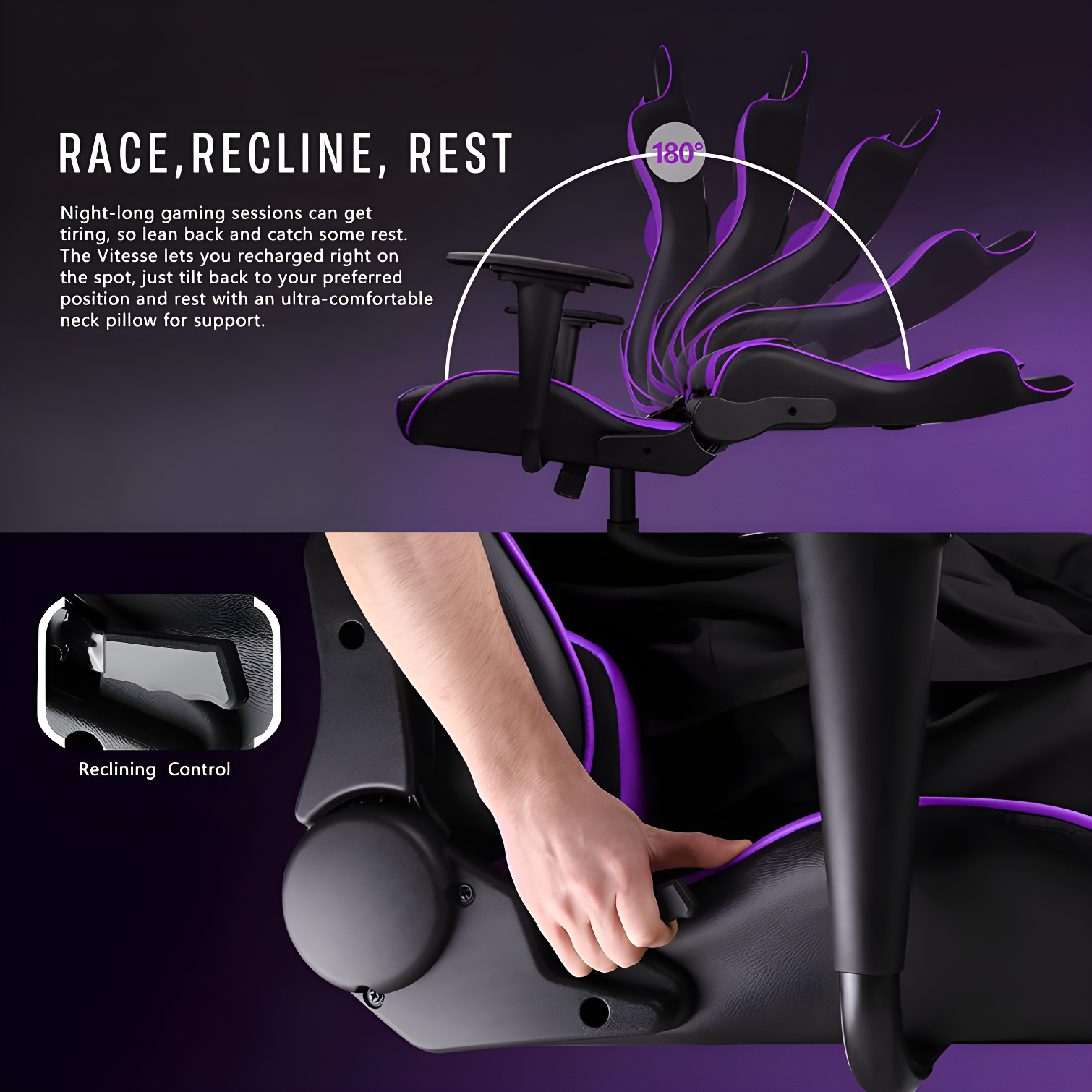Ergonomic Racing Gaming Chair, 330 lbs PC Computer Chair with Support and Headrest