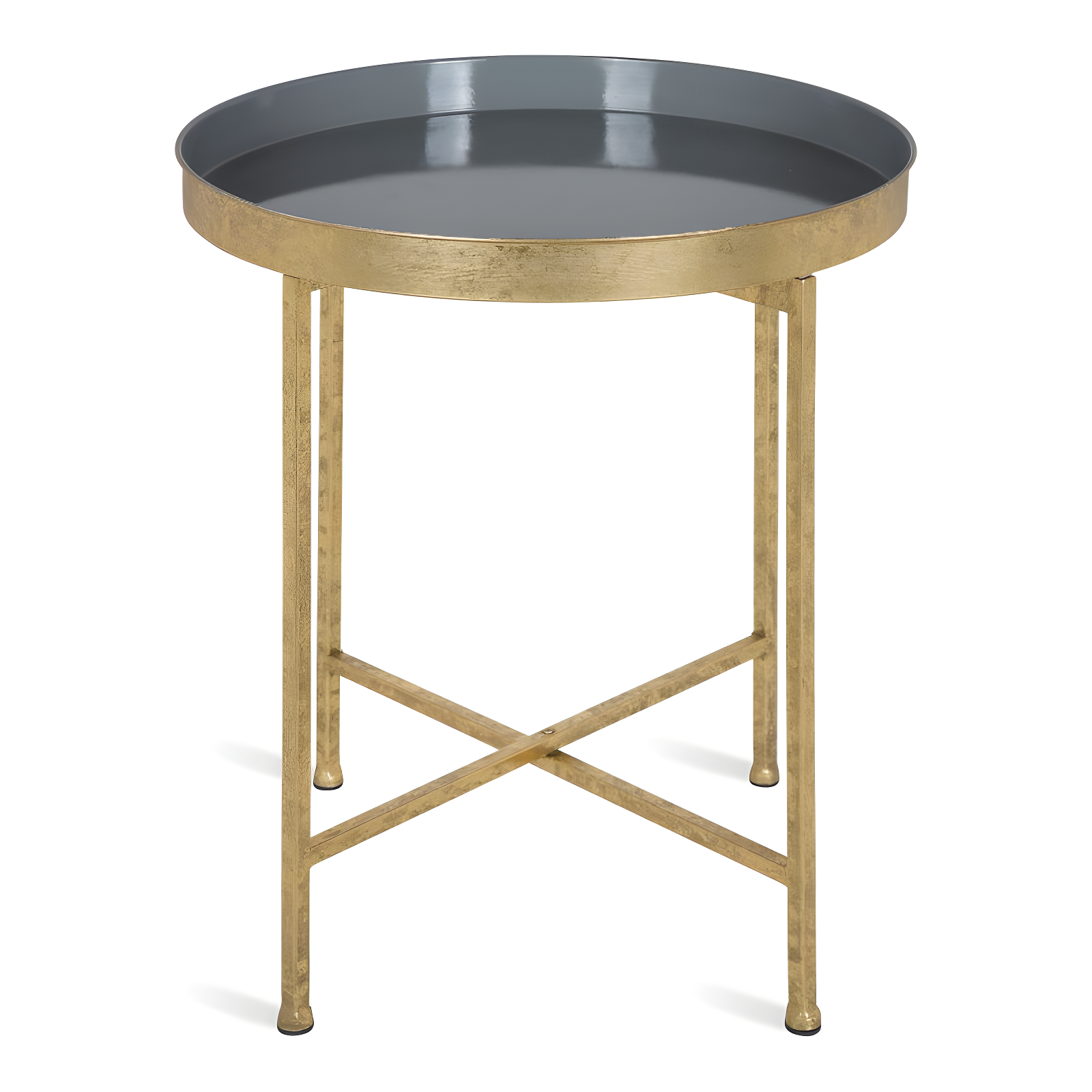 Kate and Laurel Celia Round Metal Side Table, 18.25x18.25x22, Gold and Gray
