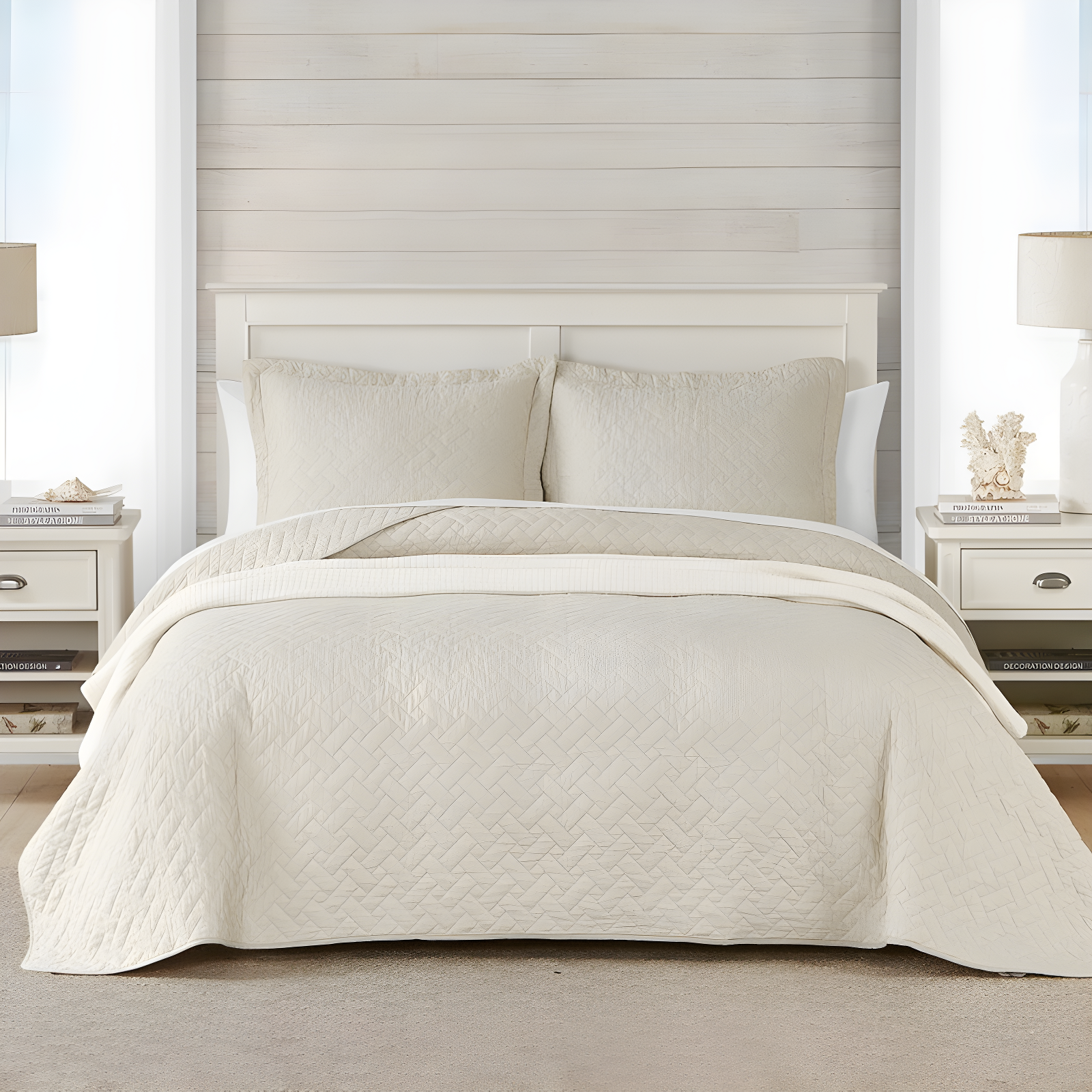 Tommy Bahama Raffia Solid Cotton Reversible Quilt Set