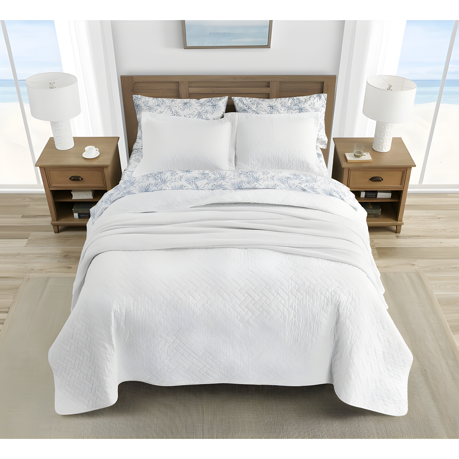 Tommy Bahama Raffia Solid Cotton Reversible Quilt Set