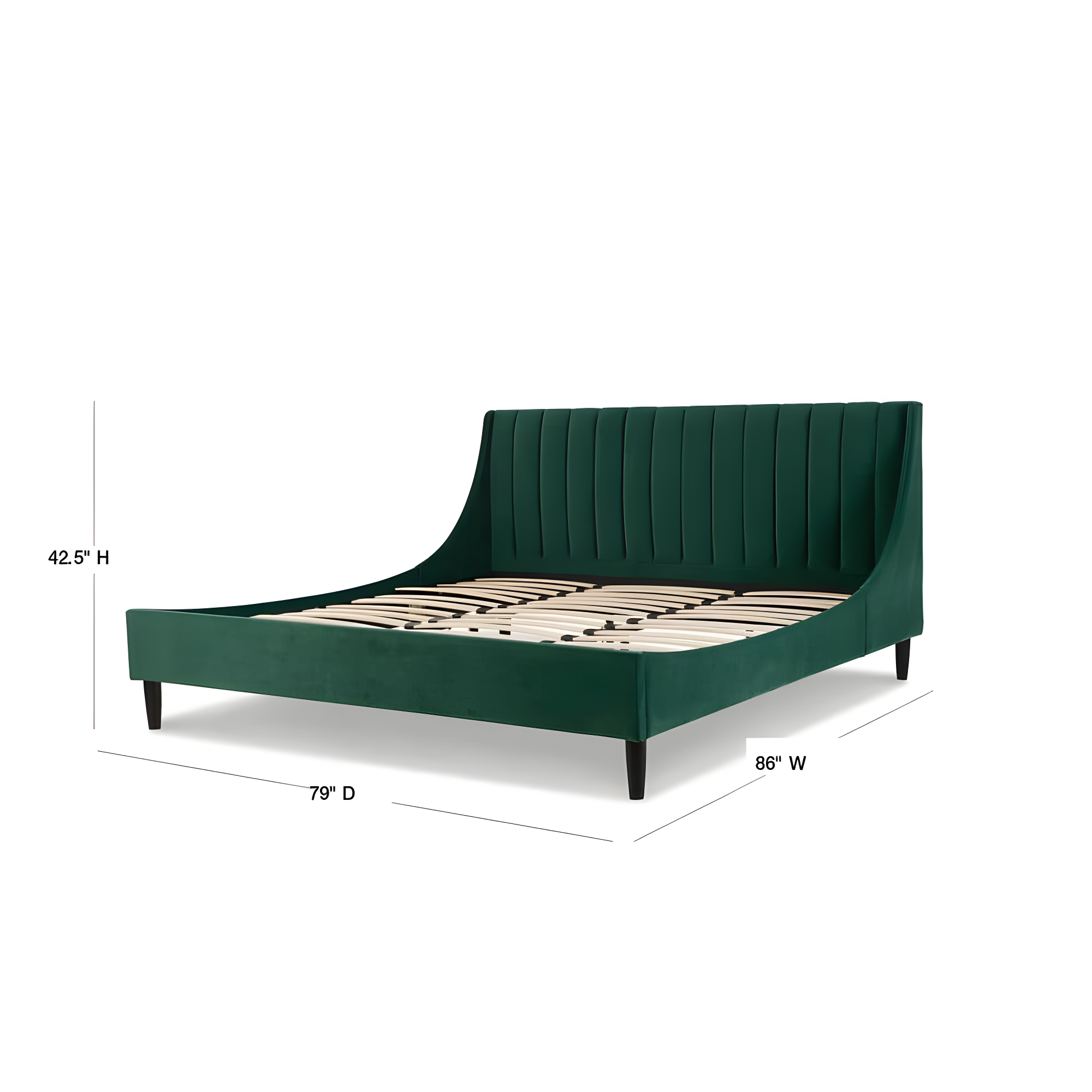 Aspen Vertical Tufted Headboard Platform Bed Set King Olive Green Velvet