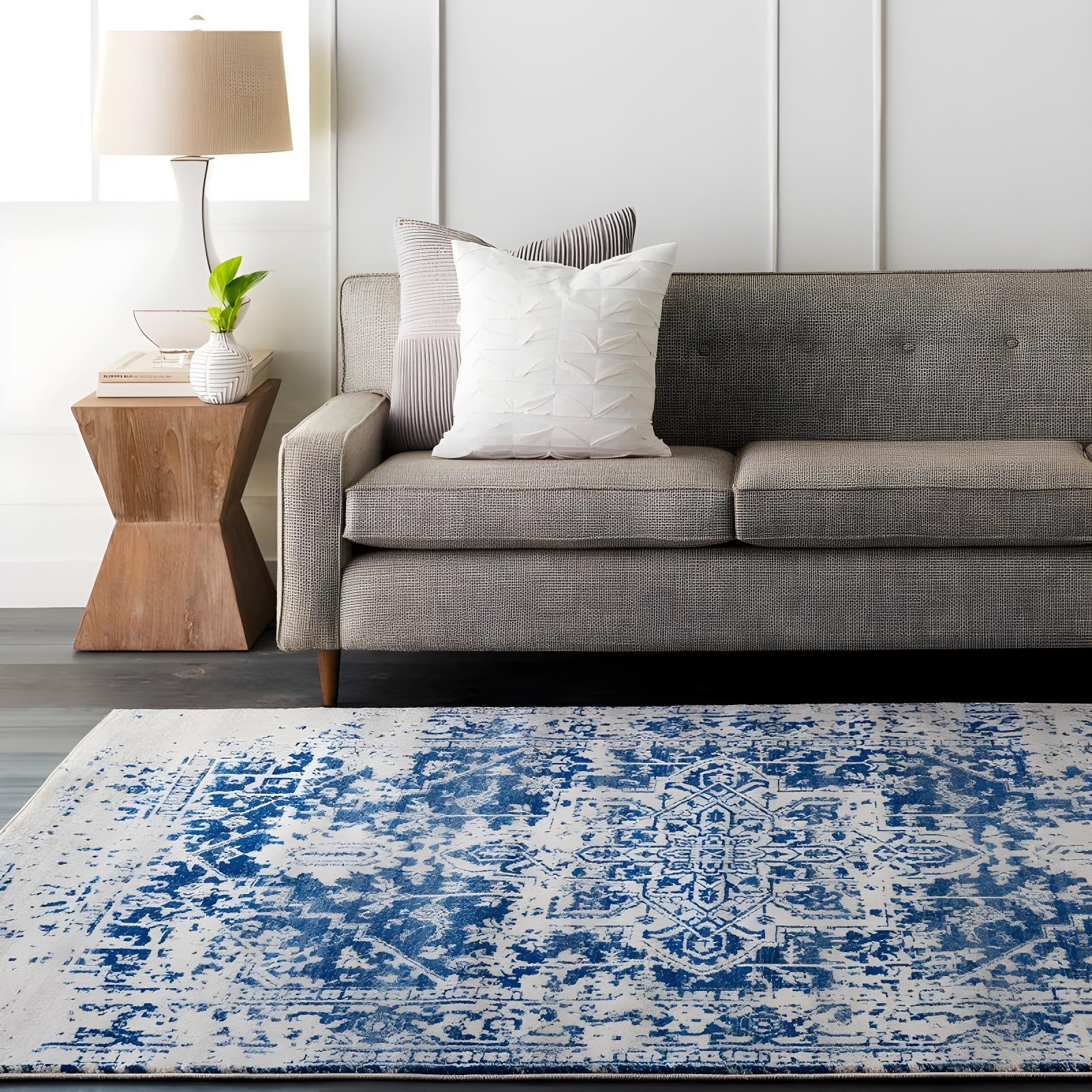 Prisha Rug - White and Blue / 9' x 12'6"