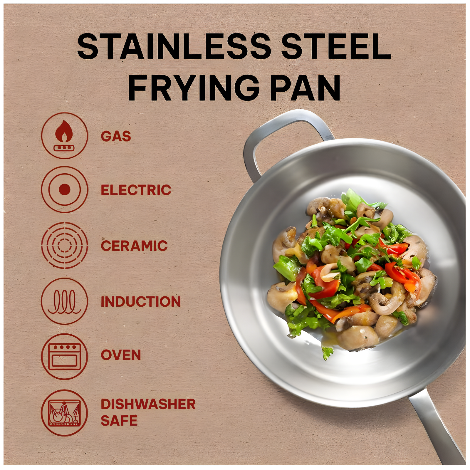 Alva Alva Maestro Premium 5-Ply Stainless Steel Frying Pan - Polished Stainless Steel