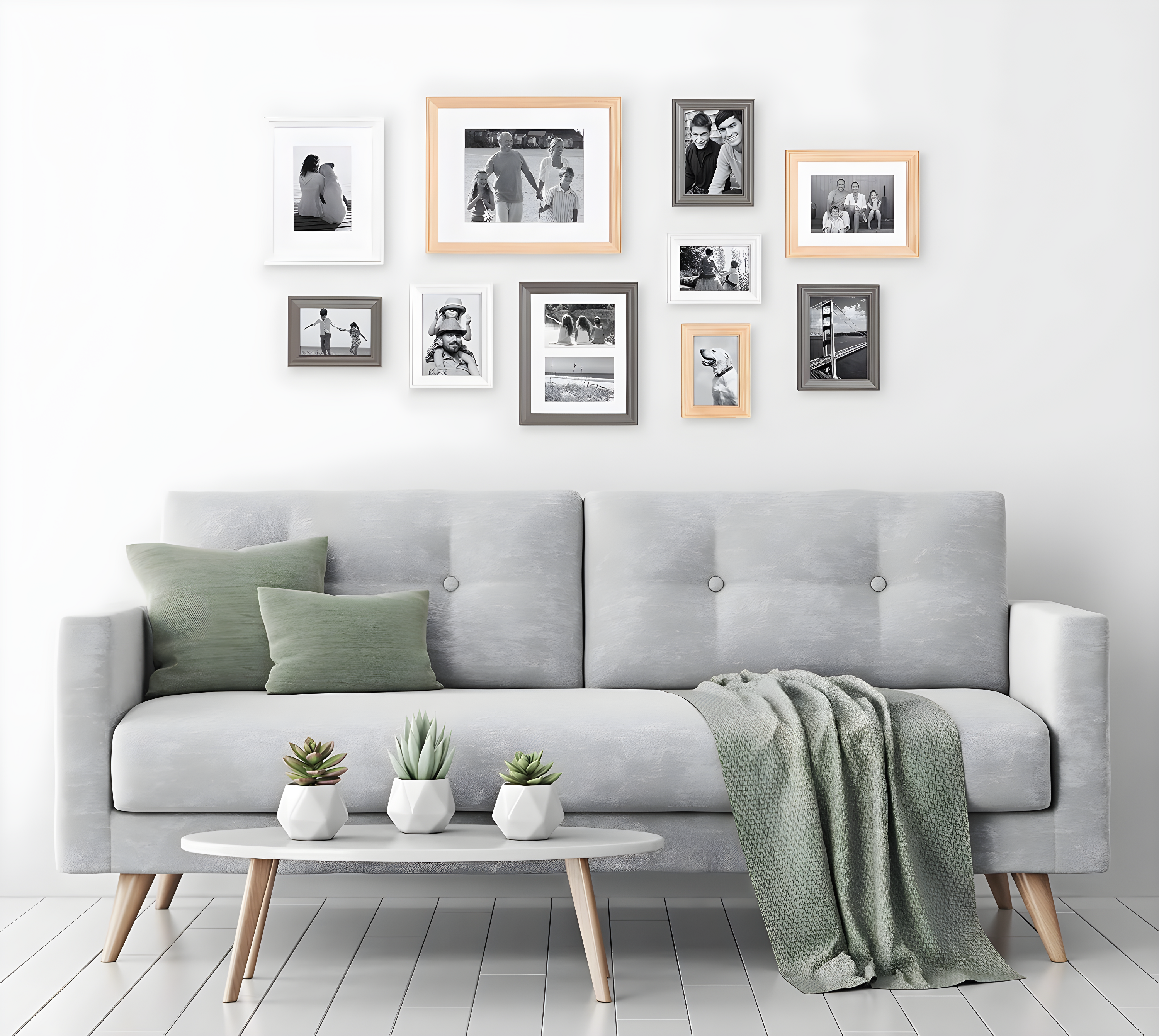 10pc Bordeaux Frame Boxs White/Black/Natural Wood - Kate & Laurel All Things Decor: Wall Display, Multi-Size, Modern Style