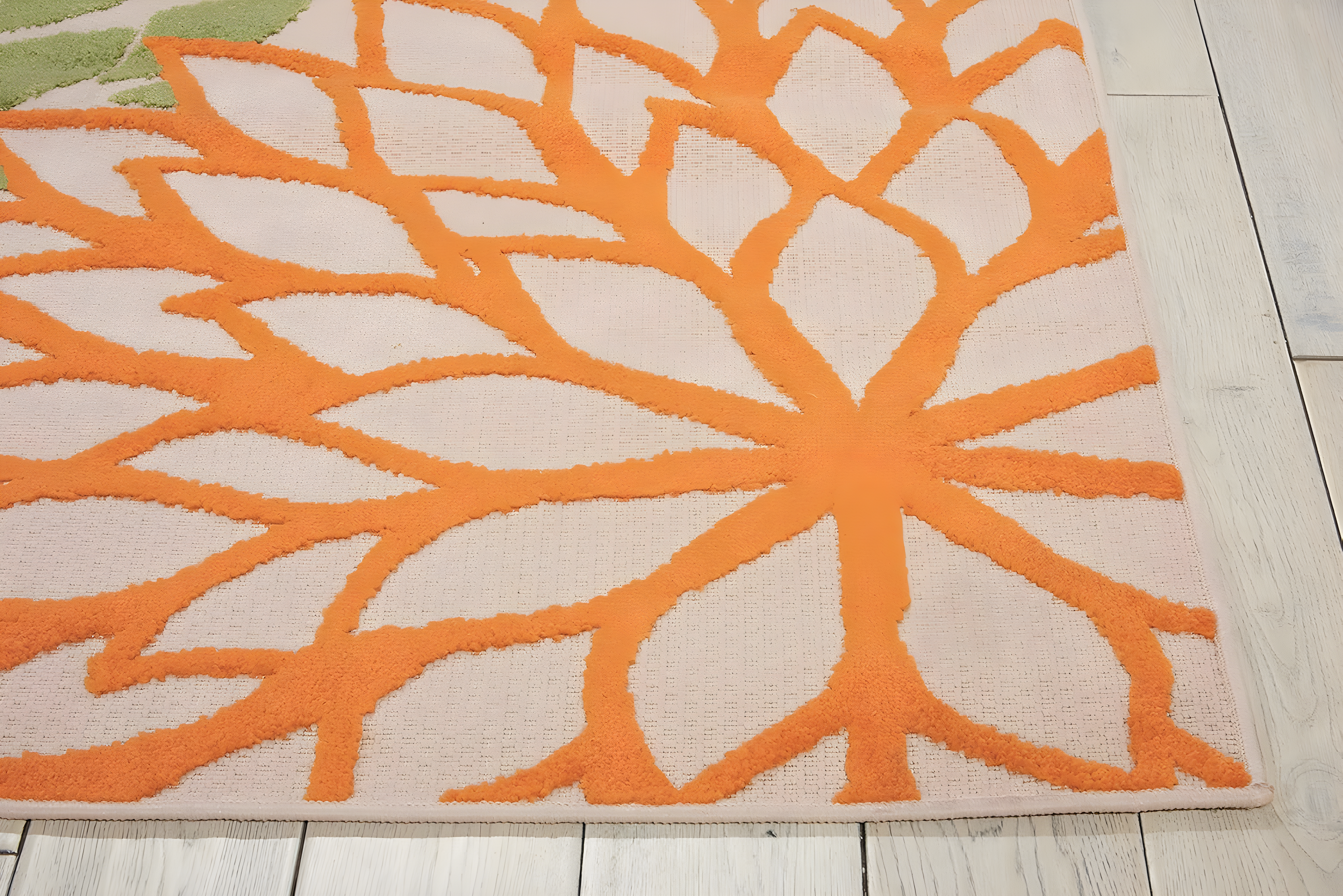 Nourison Aloha Floral Bloom Flatweave High-Low Indoor Outdoor Area Rug Green 3'6" x 5'6"