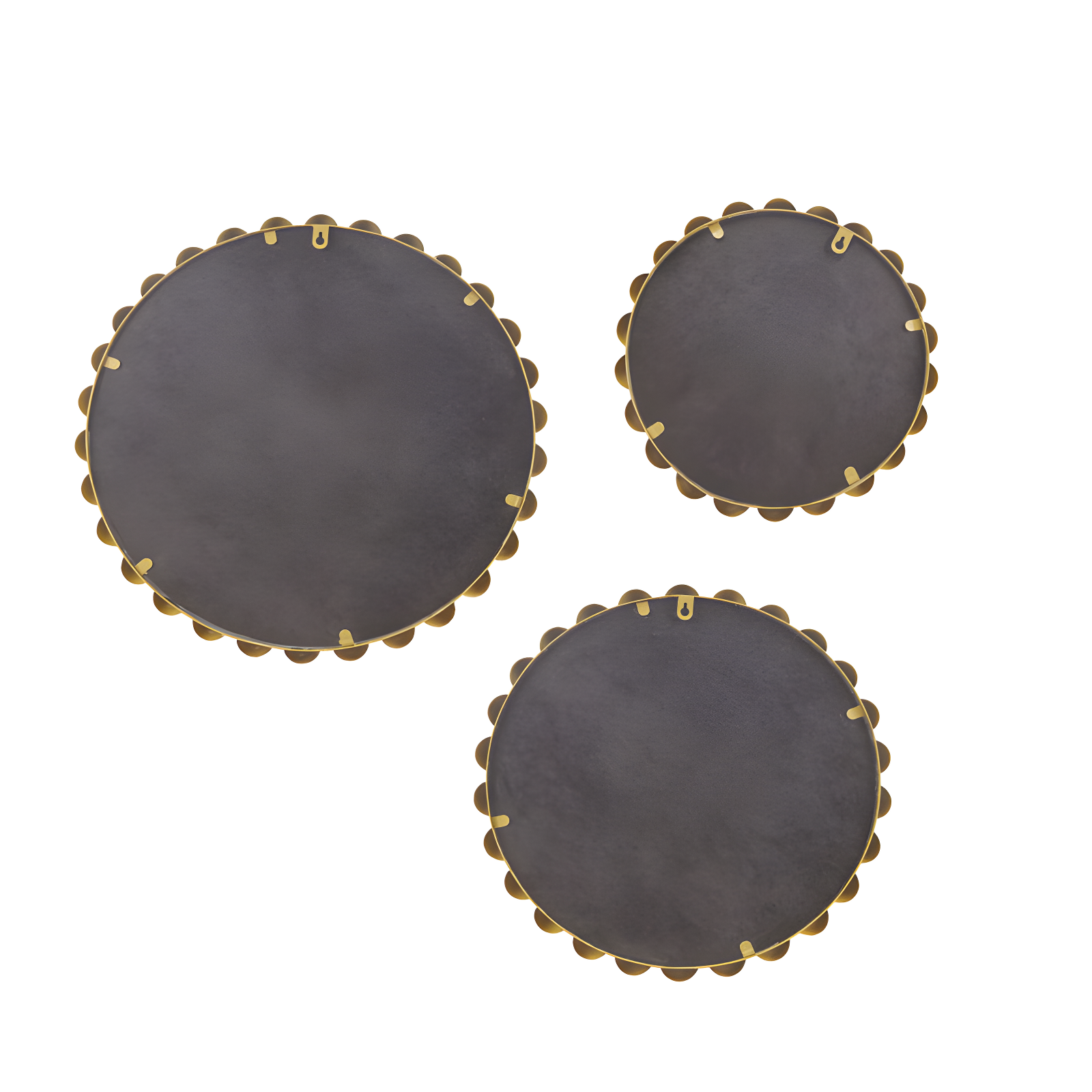 Marlowe 3-Piece Gold Beaded Round Wall Mirror Set
