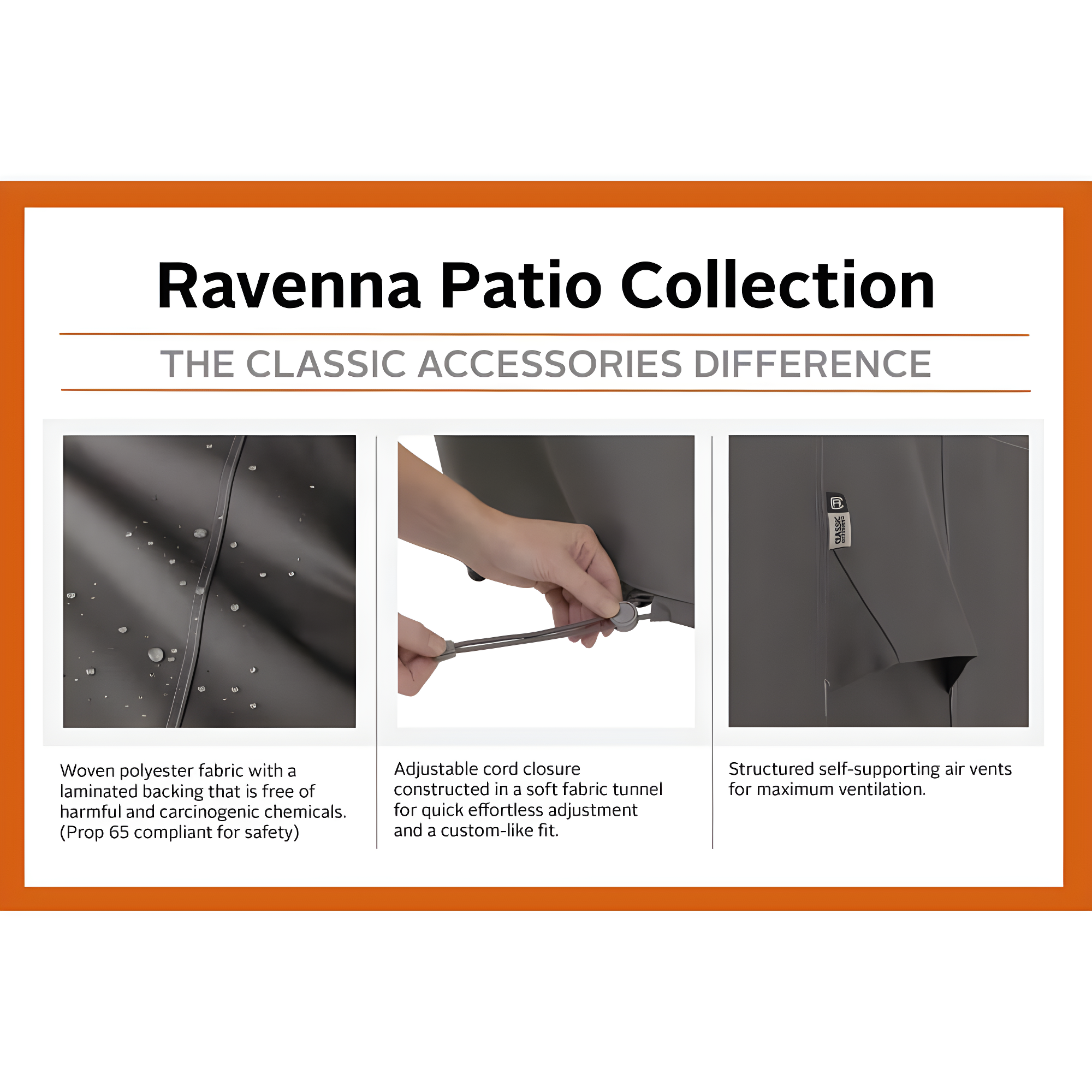 Classic Accessories Ravenna Water-Resistant 100 Inch Patio V-Shaped Sectional Lounge Set Cover