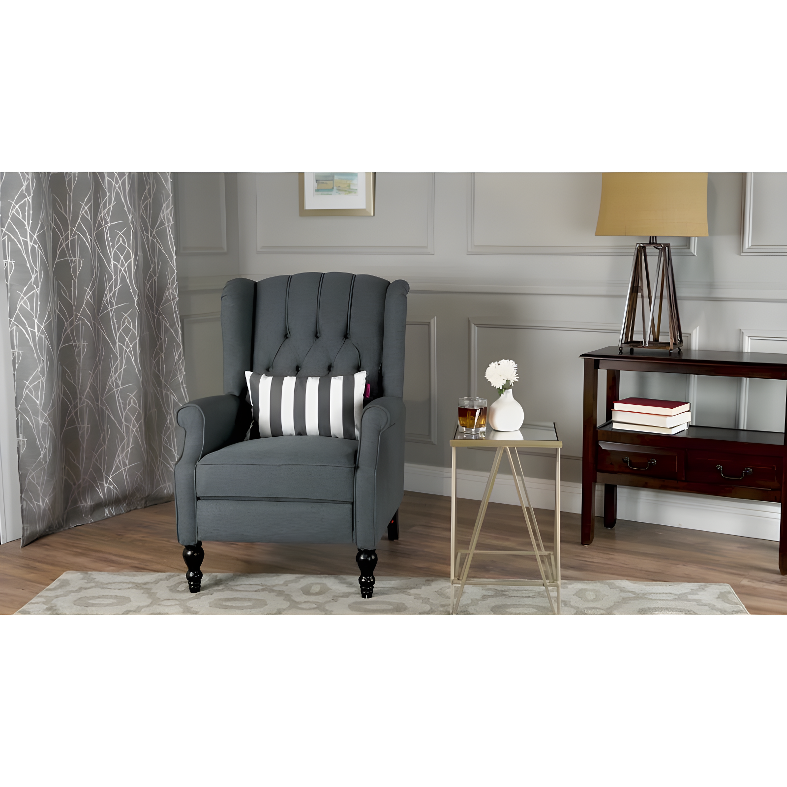 Walter Recliner - Charcoal - Christopher Knight Home: Upholstered Pushback Club Chair