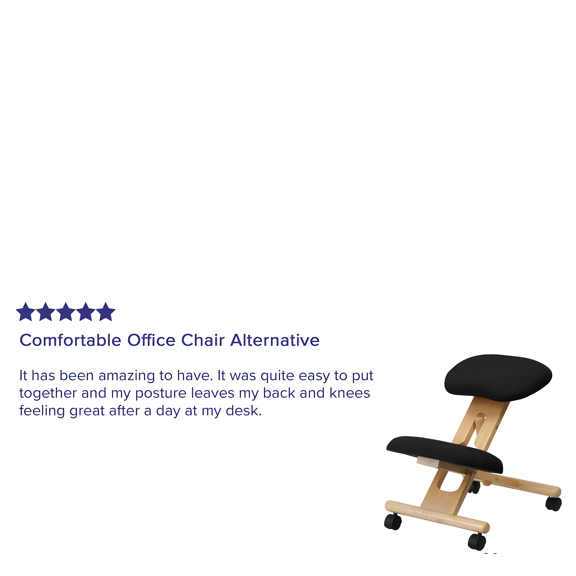 Bragg Posey Mobile Wooden Height-Adjustable Ergonomic Kneeling Office Chair