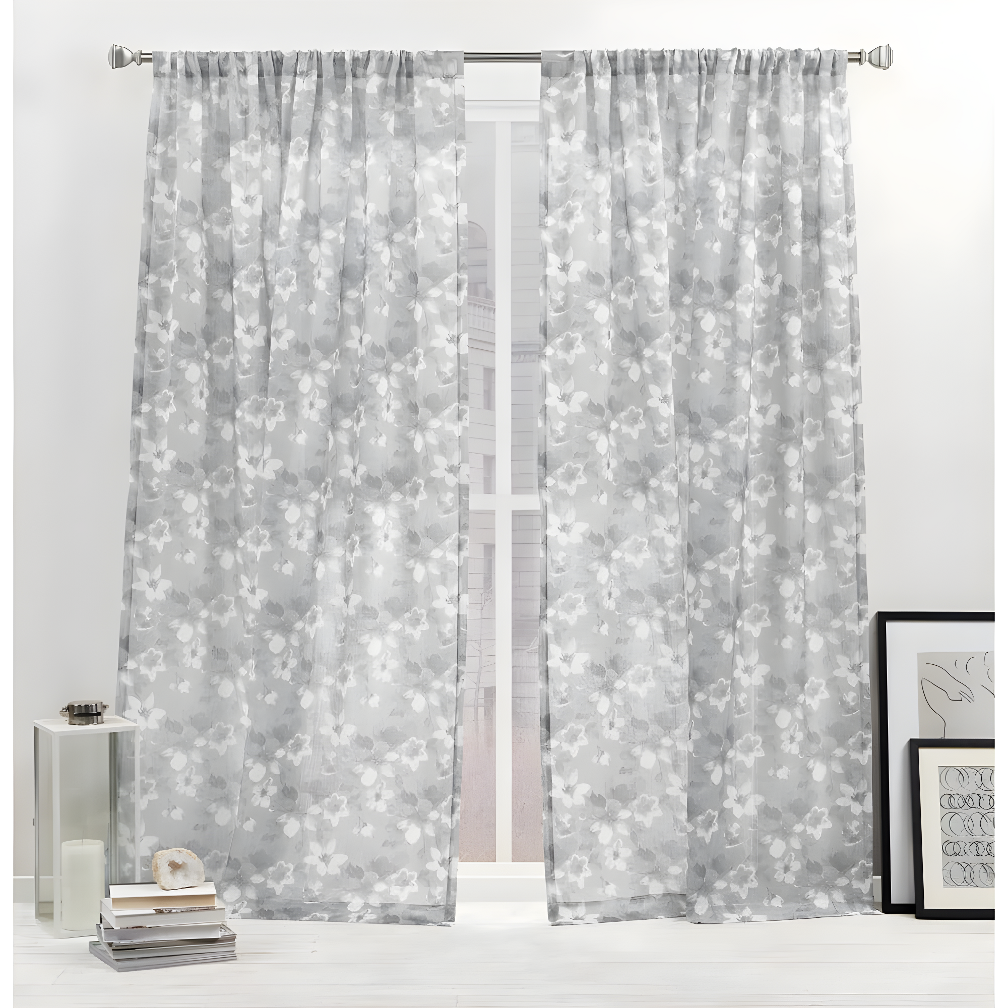 Nicole Miller Nicole Miller New York Dara Light Filtering, Semi Sheer Rod Pocket Curtain Panels (Set of 2)