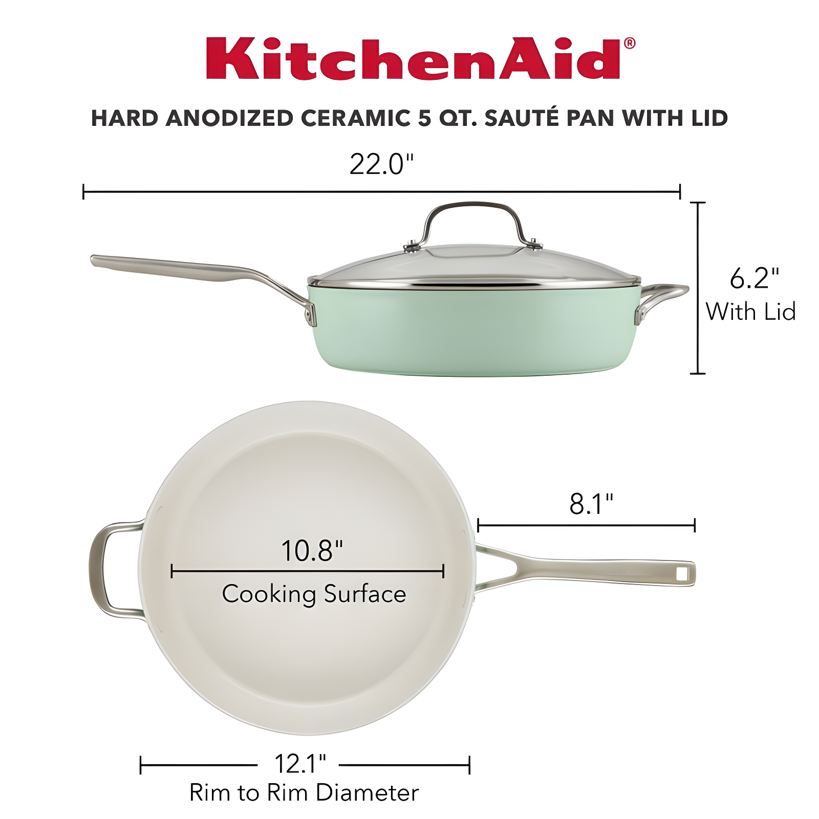 KitchenAid® KitchenAid® Hard Anodized Ceramic Nonstick Saute Pan with Lid, 5 Quart