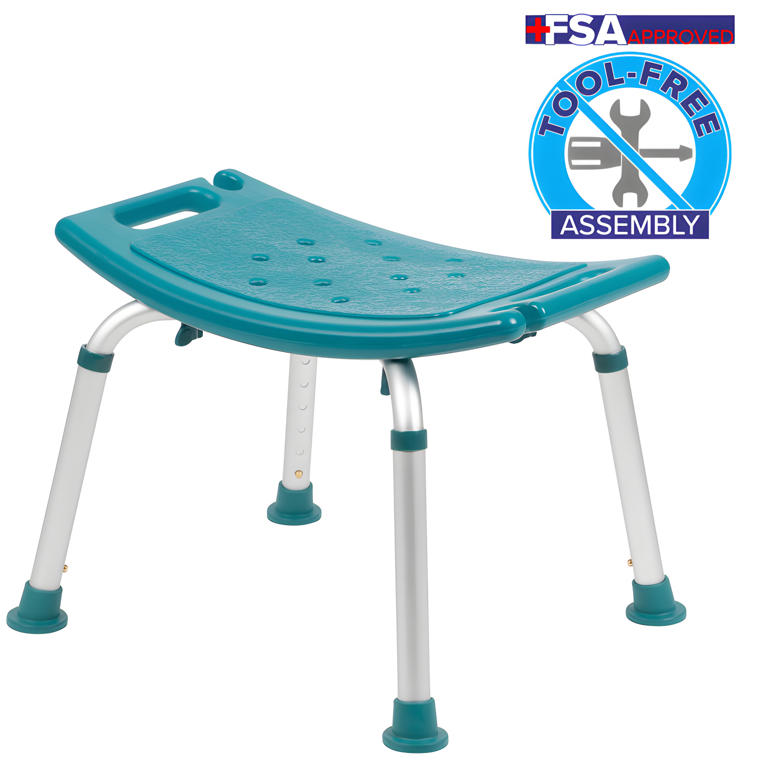 Hemsworth Tool-Free 300 Lb. Capacity, Adjustable Bath & Shower Chair w/ Non-slip Feet