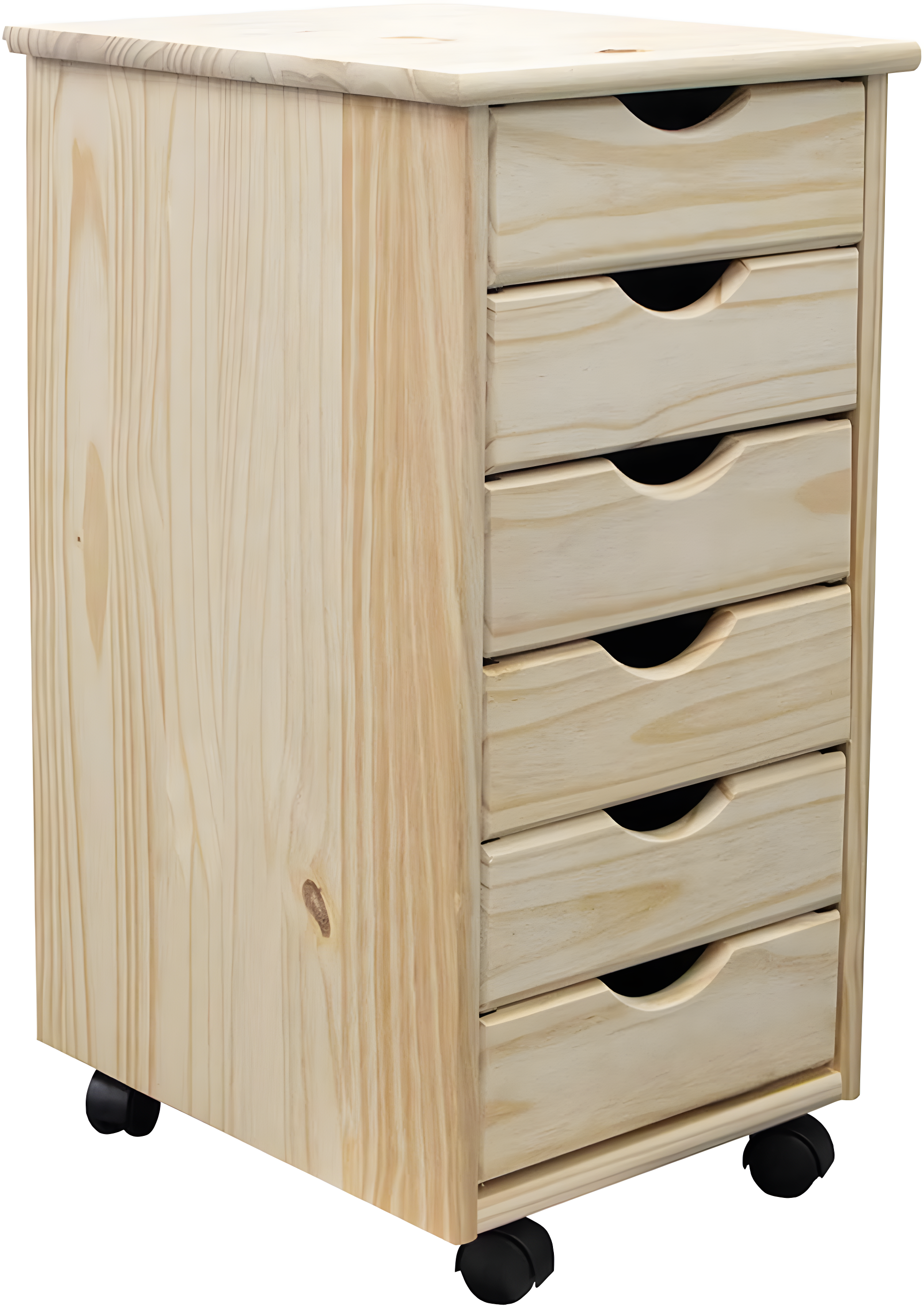 Adeptus Original Roll Cart, Solid Wood, 6 Drawer Roll Cart, Unfinished