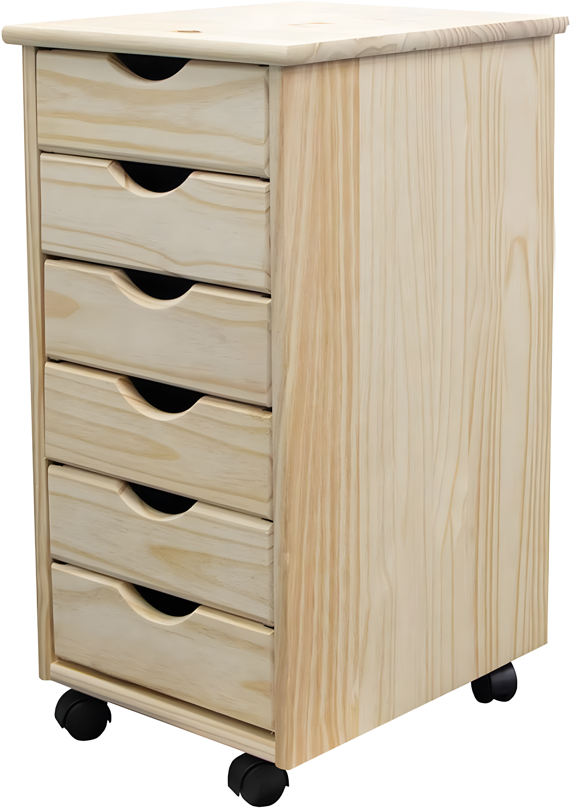 Adeptus Original Roll Cart, Solid Wood, 6 Drawer Roll Cart, Unfinished