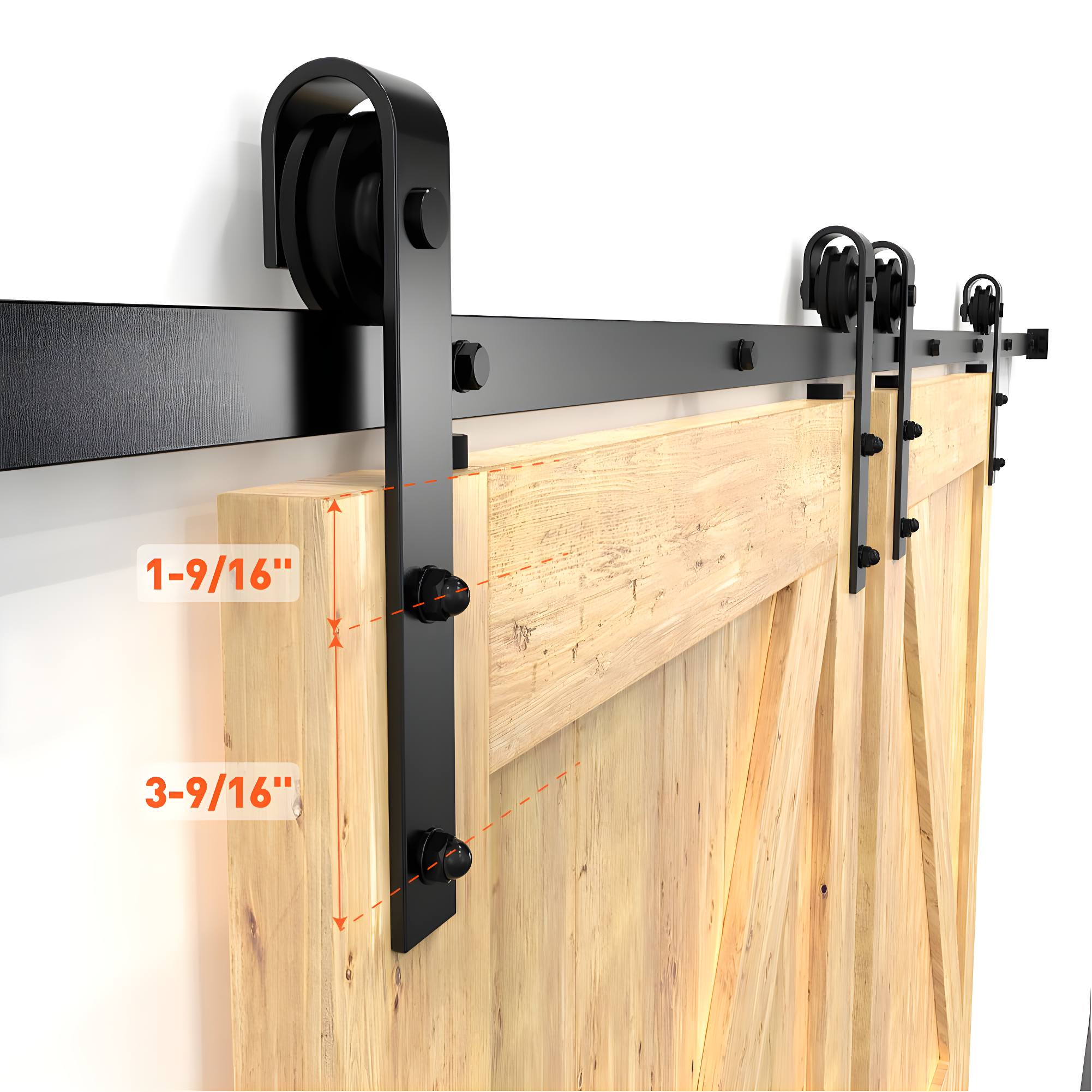 9ft Black Steel Sliding Barn Door Hardware Kit