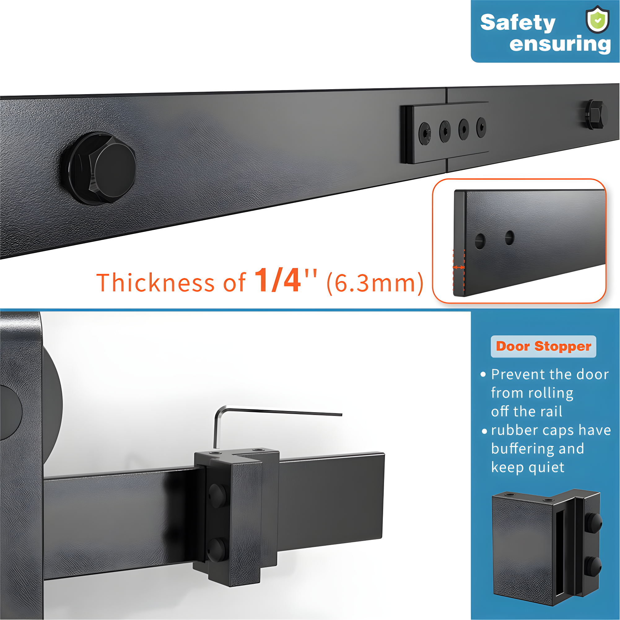 9ft Black Steel Sliding Barn Door Hardware Kit