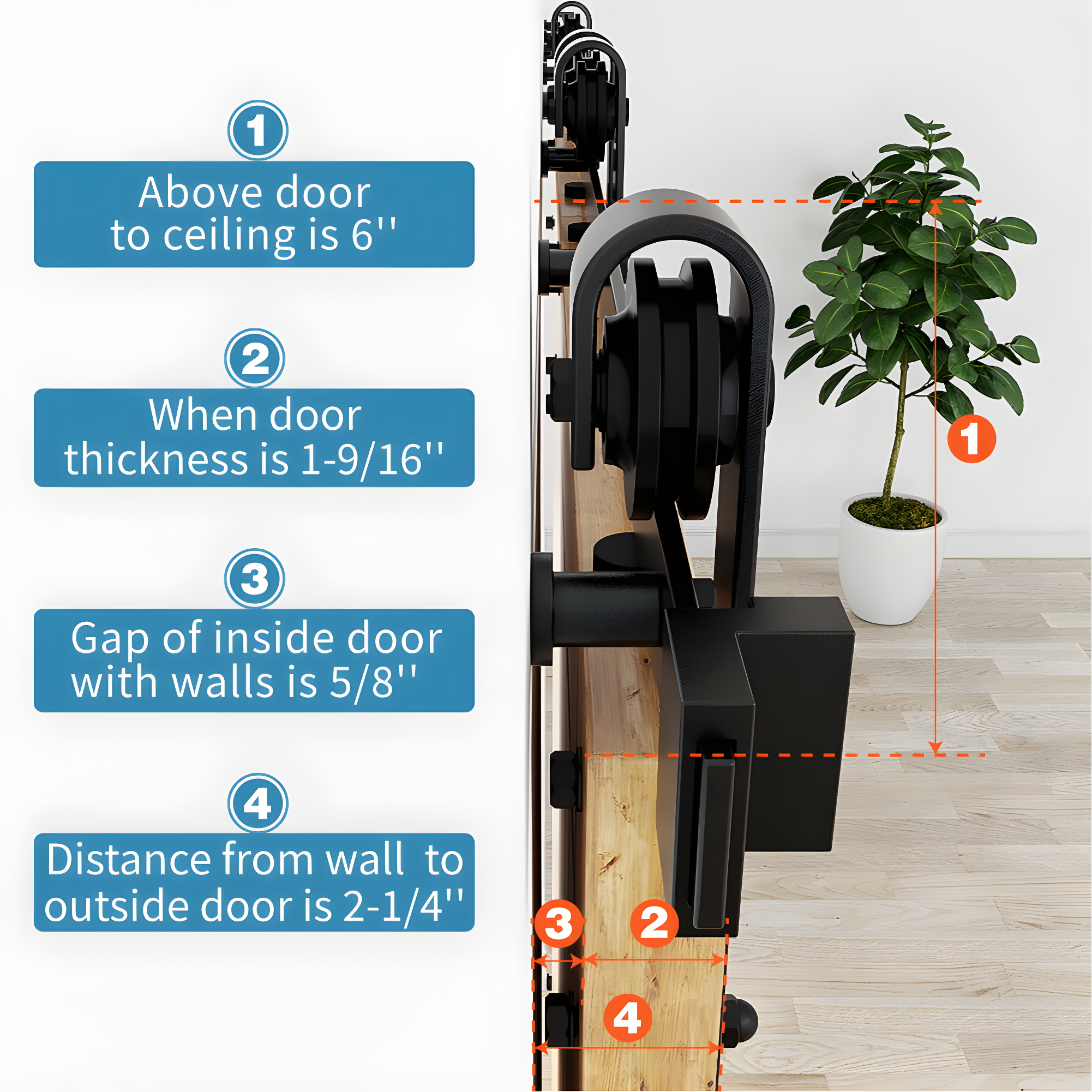 9ft Black Steel Sliding Barn Door Hardware Kit