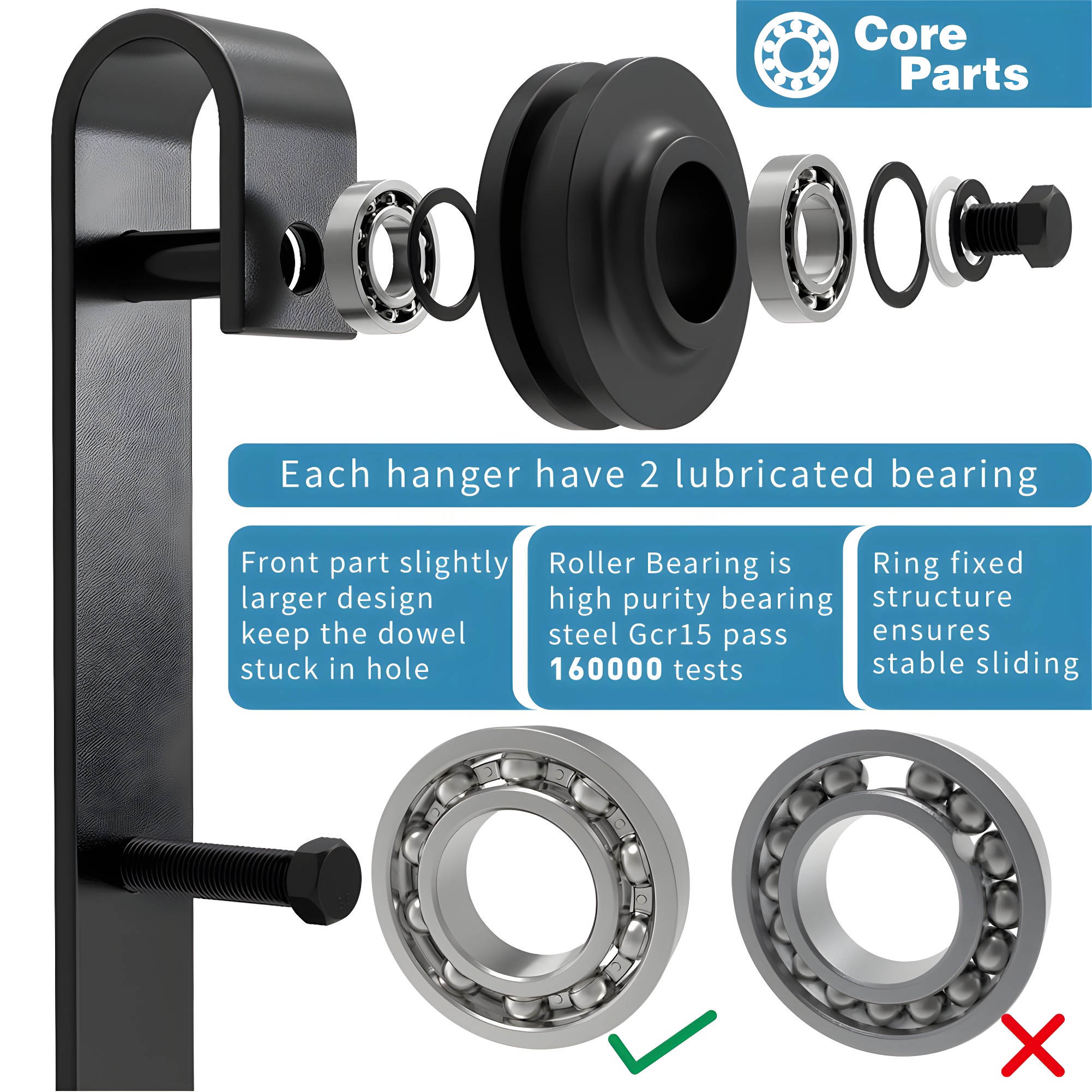 9ft Black Steel Sliding Barn Door Hardware Kit