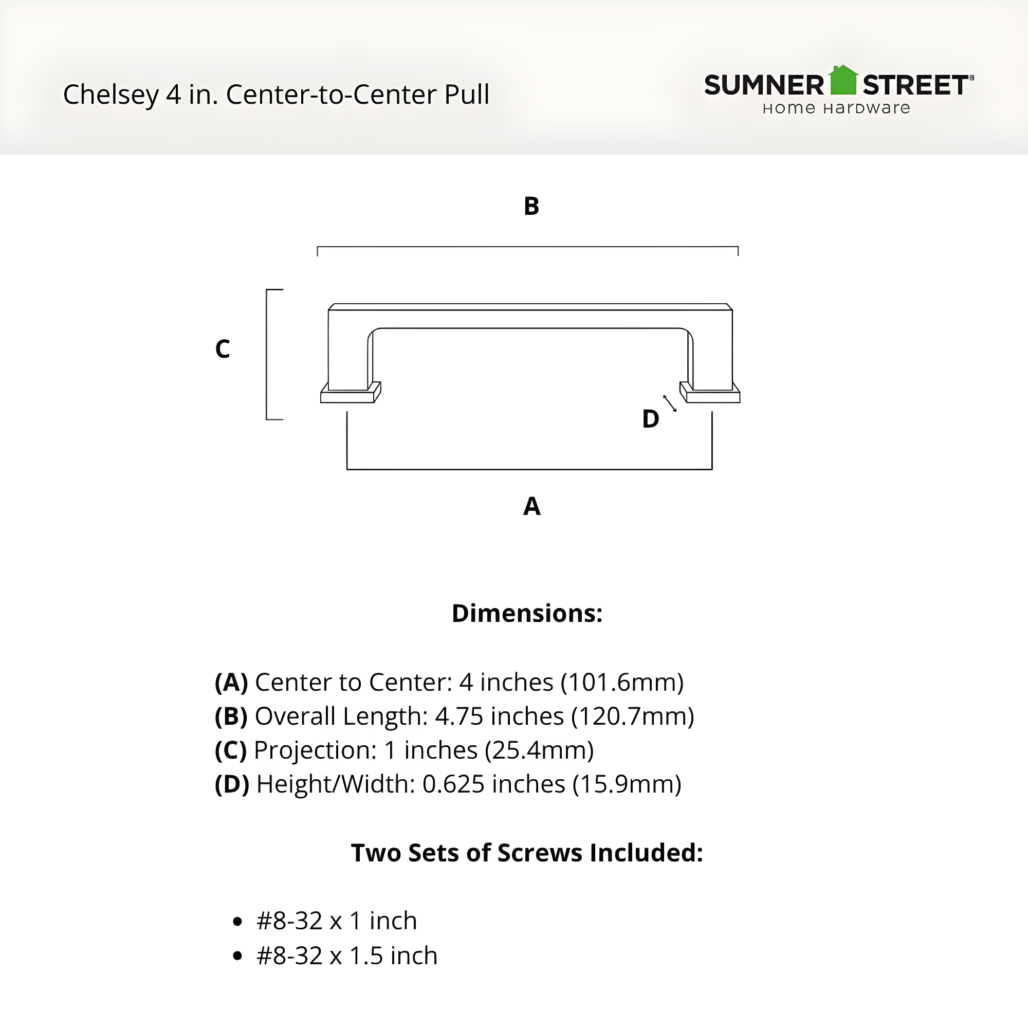 Chelsey 4" Center to Center Bar Pull