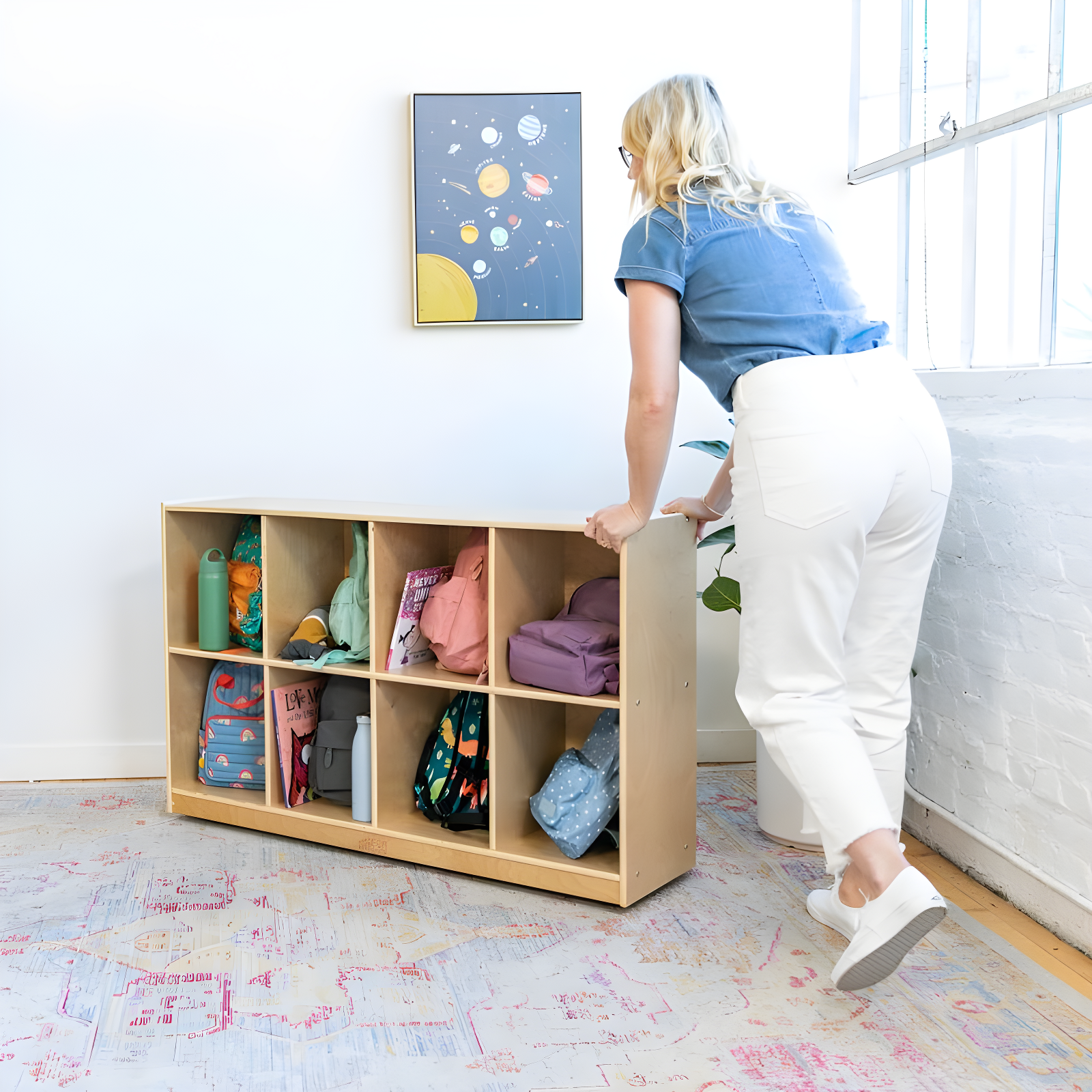 ECR4Kids ECR4Kids 8-Compartment Mobile Backpack Storage Cabinet, Classroom Furniture