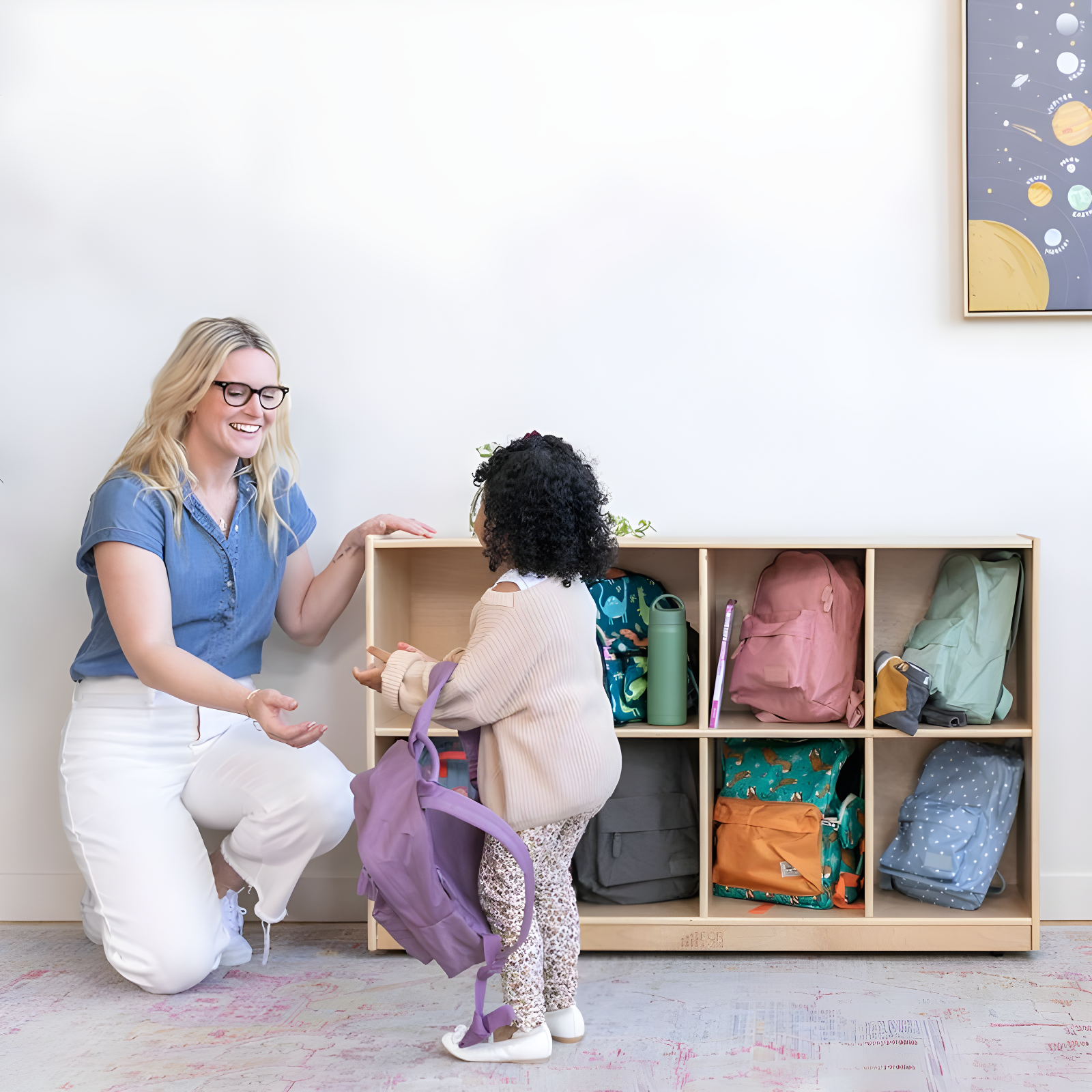 ECR4Kids ECR4Kids 8-Compartment Mobile Backpack Storage Cabinet, Classroom Furniture