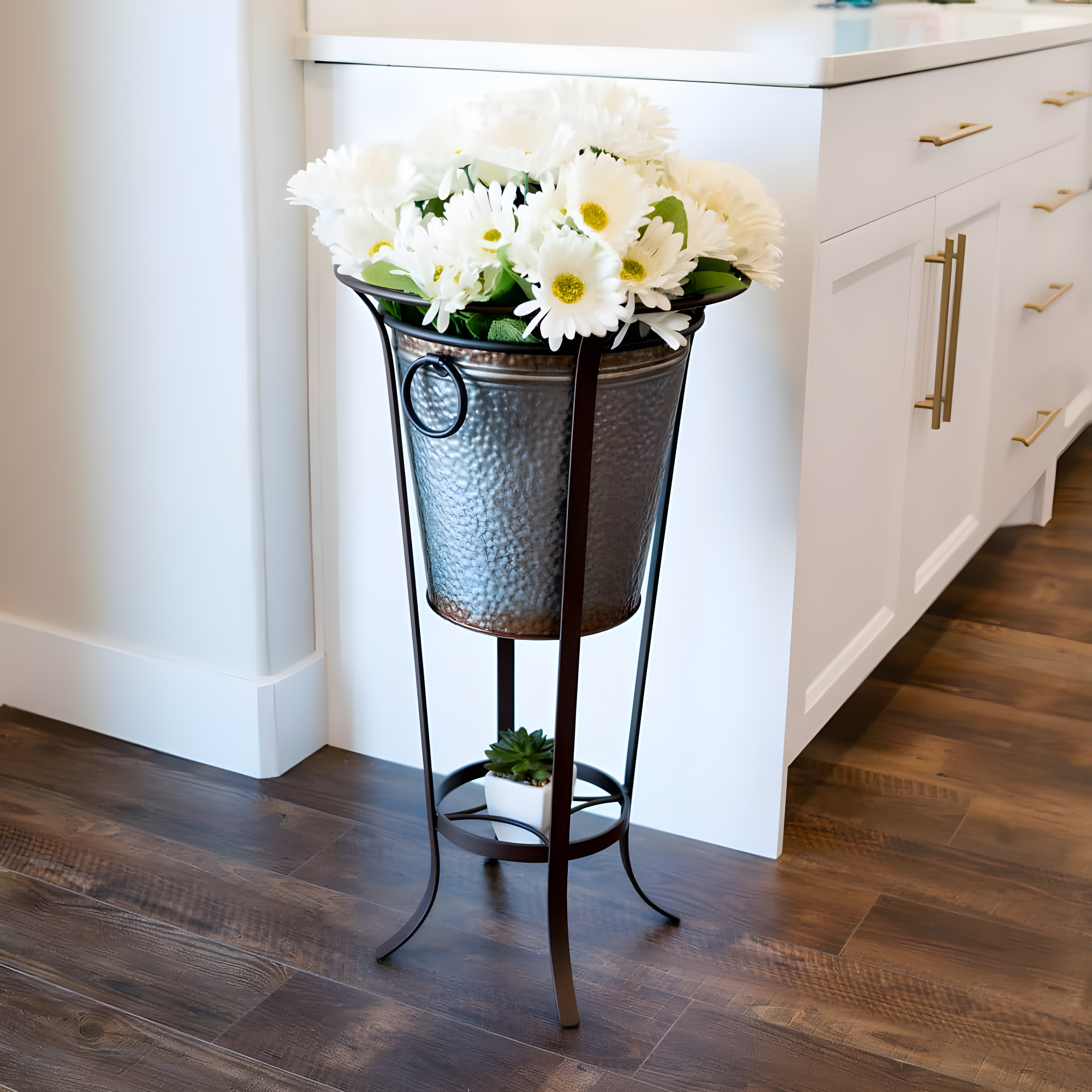 Achla Designs Tulip Plant Stand Without Insert, 28 Inch Tall, Roman Bronze Powder Coat Finish