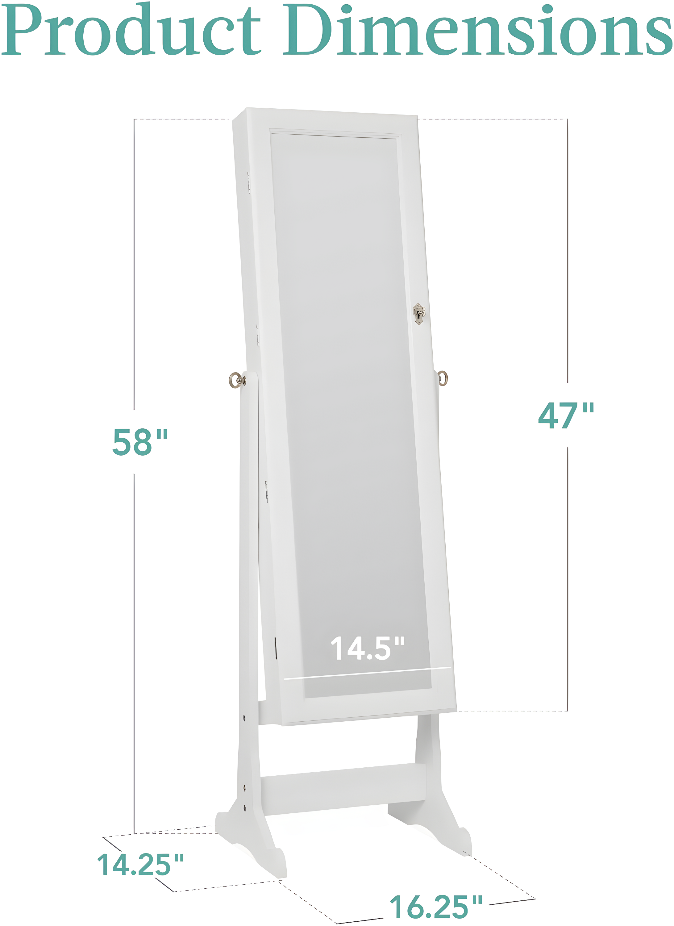 Best Choice Products Jewelry Armoire Cabinet, Full Length Mirror w/ Velvet Storage Interior, Lock - White