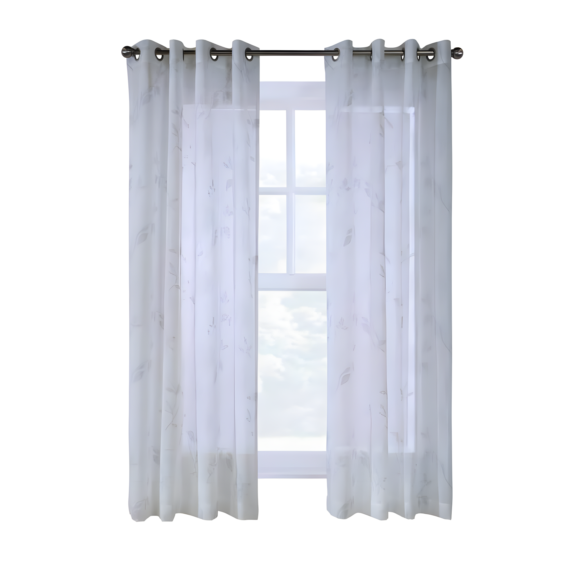 Commonwealth Habitat Triston Window Top Panel With 8 Silver Grommets 1" Side Hems & 3" Bottom Hem - (50"x63") in White Color