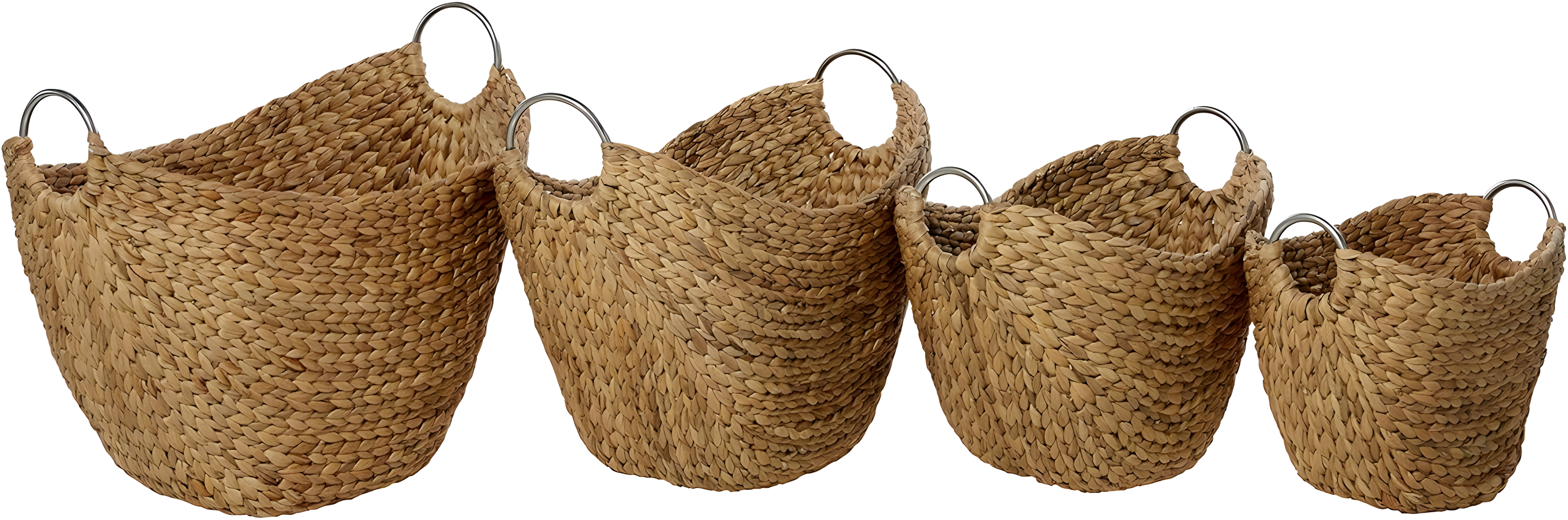 Highland Dunes 4 Piece Brown Seagrass Handmade Woven Storage Basket with Metal Handles Set