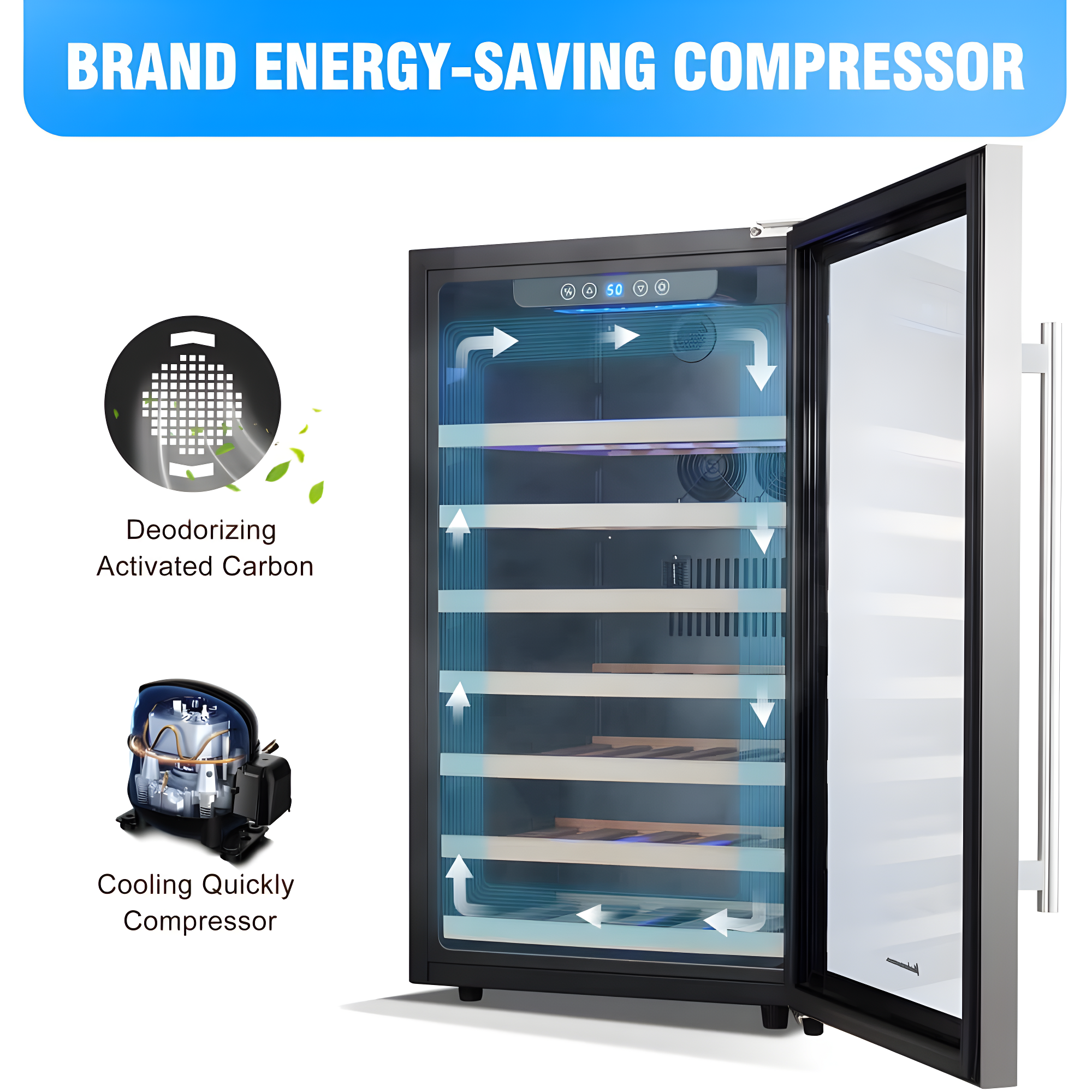 Kalamera Kalamera Single Zone 19.3'' Freestanding 50 Bottle Wine Refrigerator