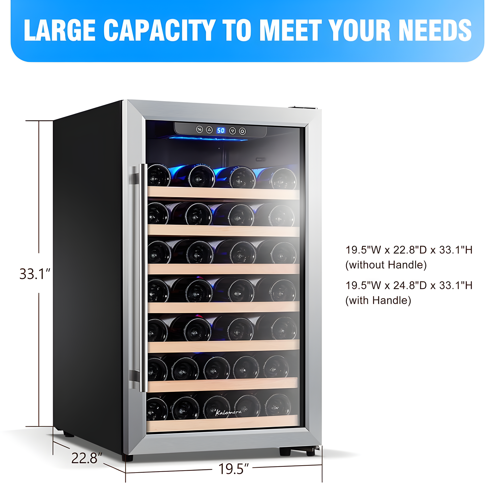 Kalamera Kalamera Single Zone 19.3'' Freestanding 50 Bottle Wine Refrigerator