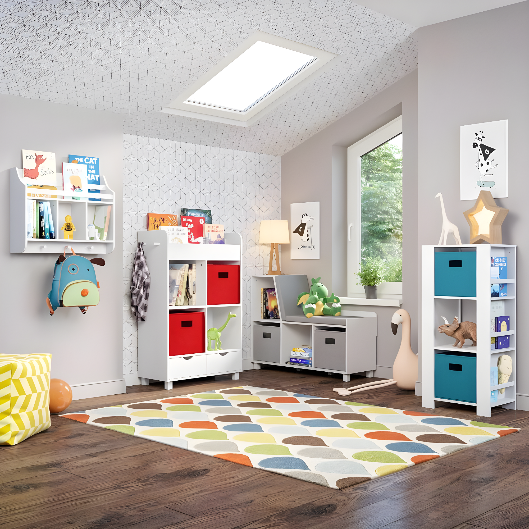 RiverRidge Home RiverRidge Kids Reading Book Nook Cushioned Toy Storage Bench with Cubby Organizers