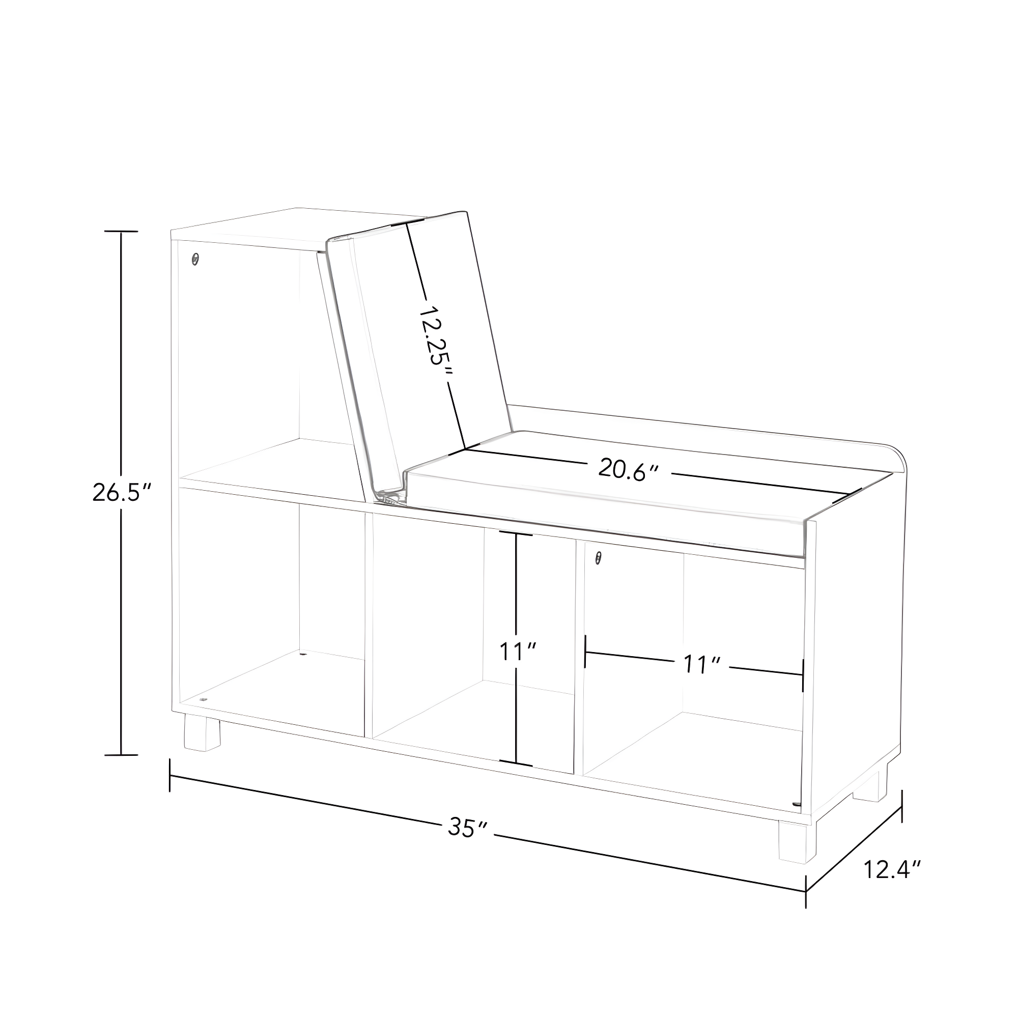 RiverRidge Home RiverRidge Kids Reading Book Nook Cushioned Toy Storage Bench with Cubby Organizers